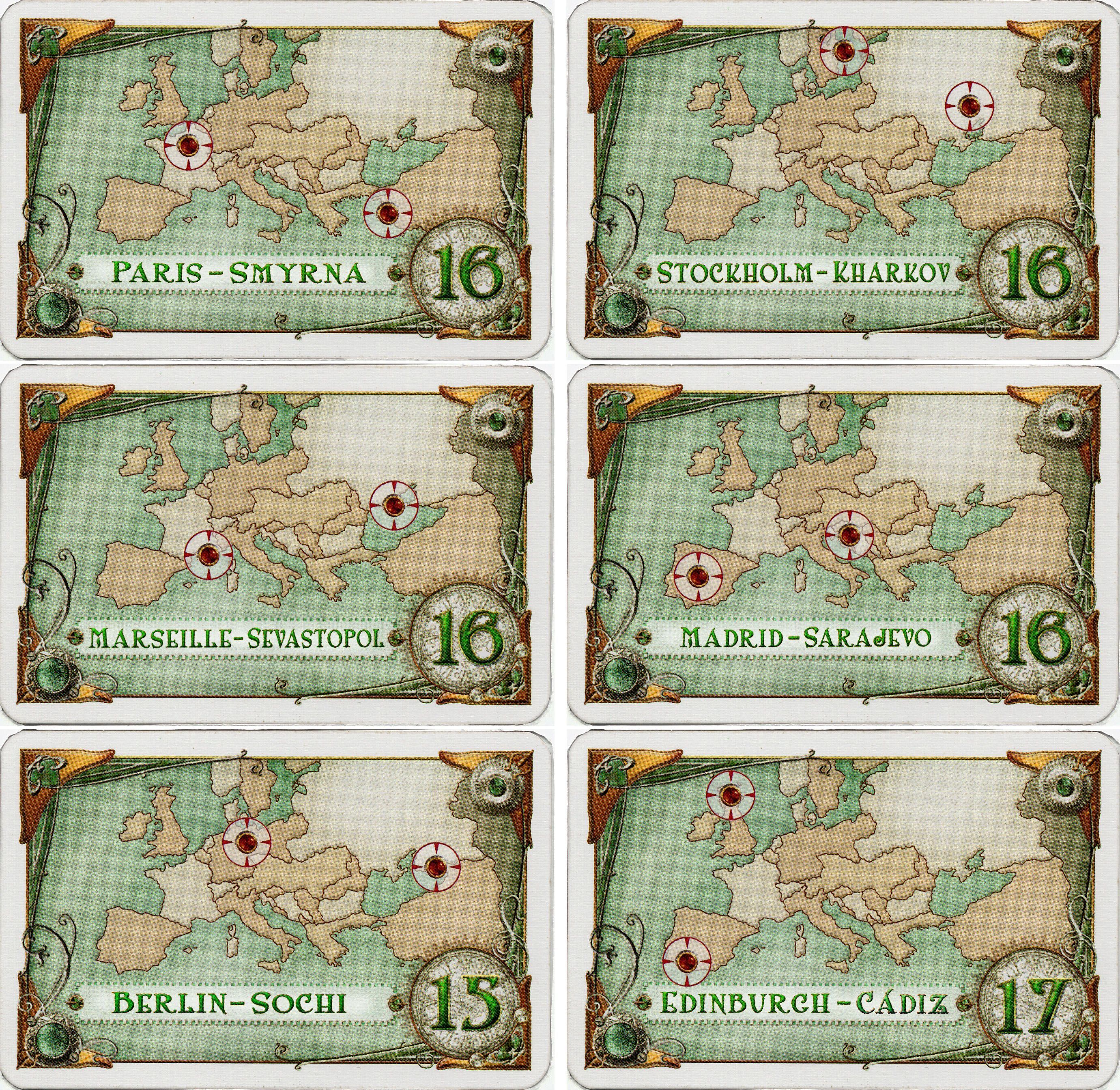 Coperta New destination tickets (fan expansion for Ticket to Ride Europe)