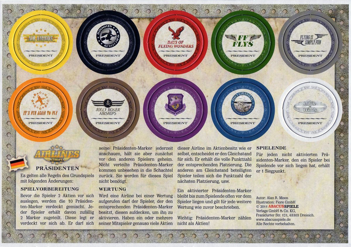 Airlines Europe: The Presidents box art