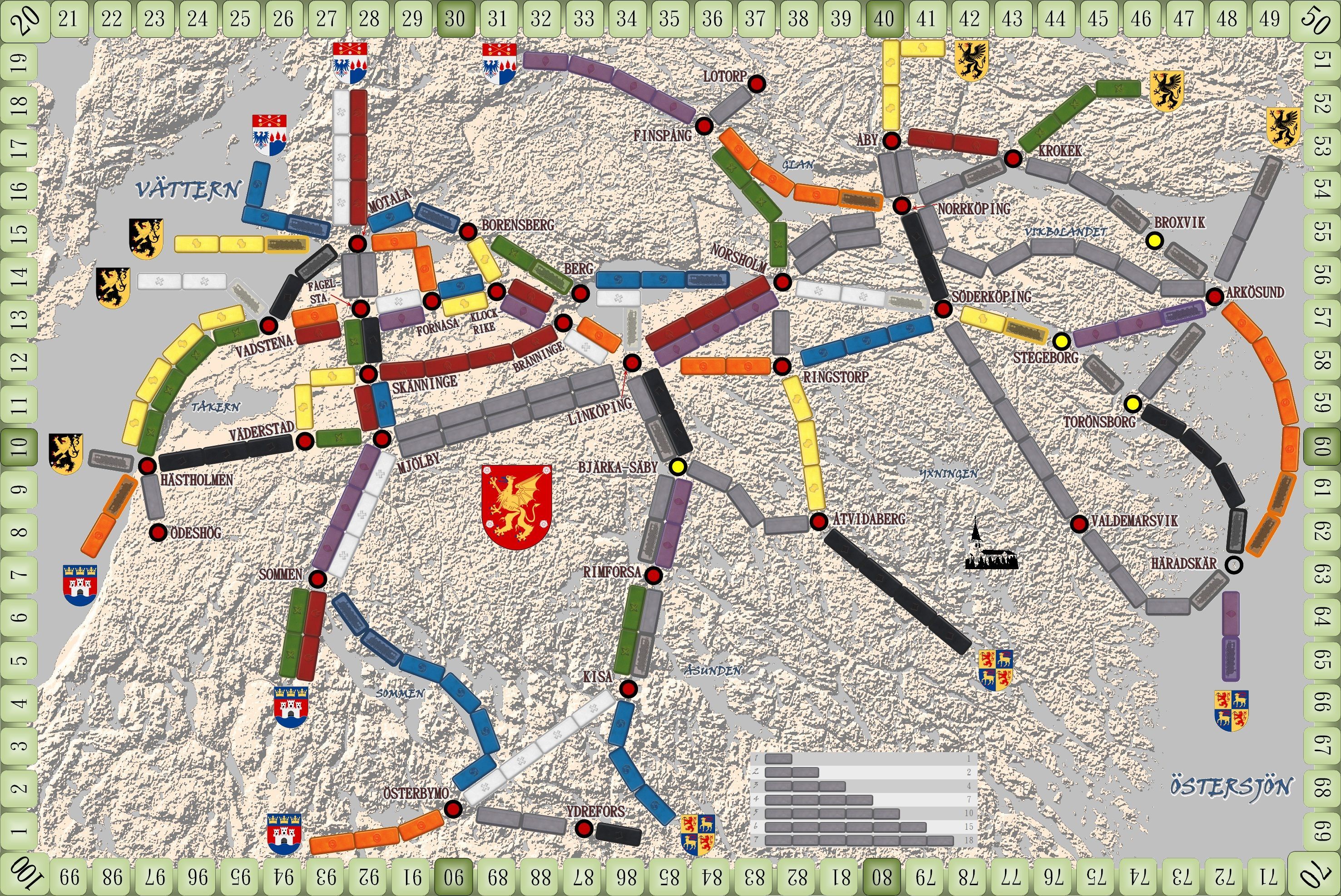 Coperta Östergötland in the 1930's (fan expansion for Ticket to Ride)