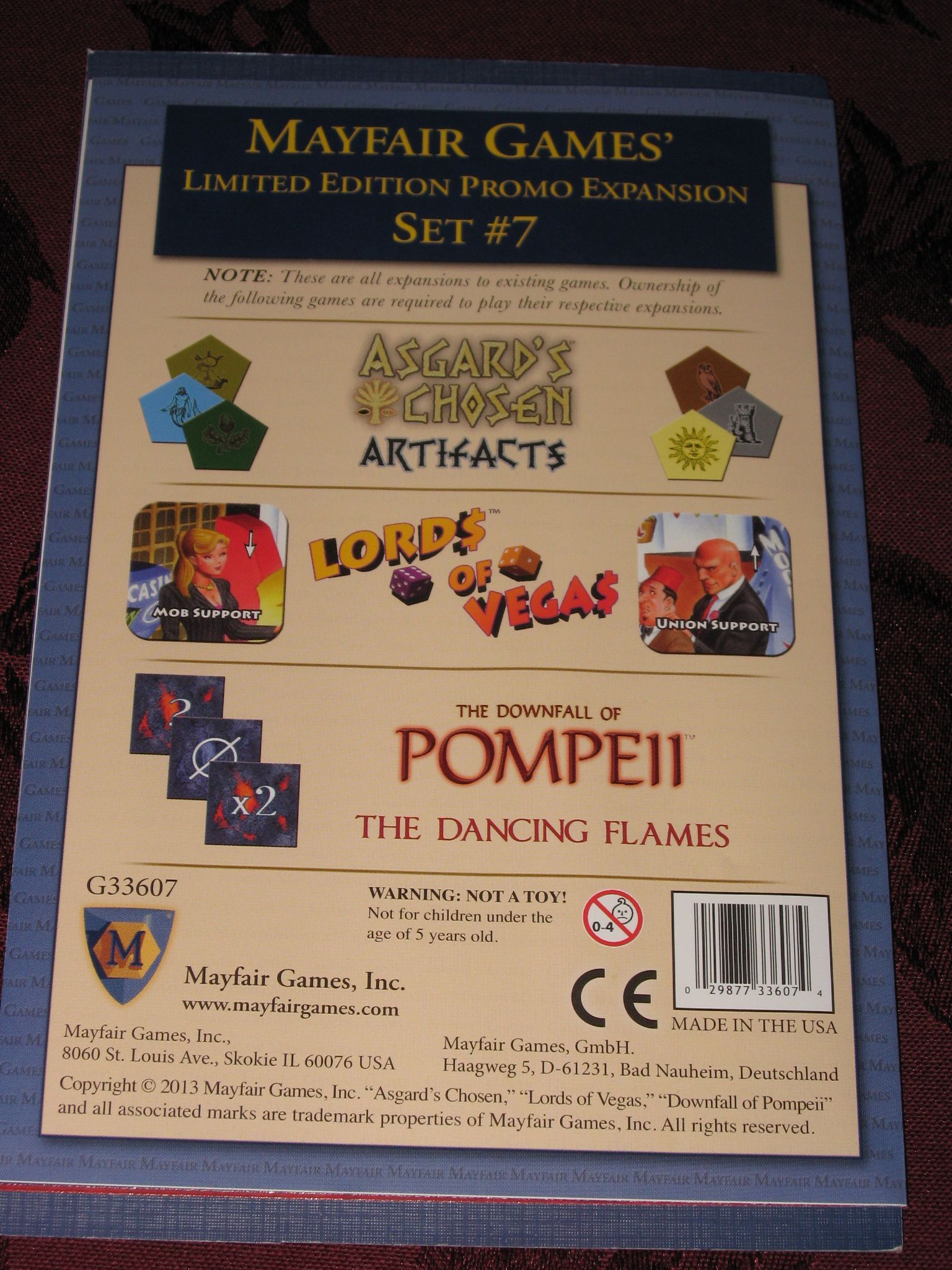 Mayfair Games' Limited Edition Promo Expansion Set #7 box art