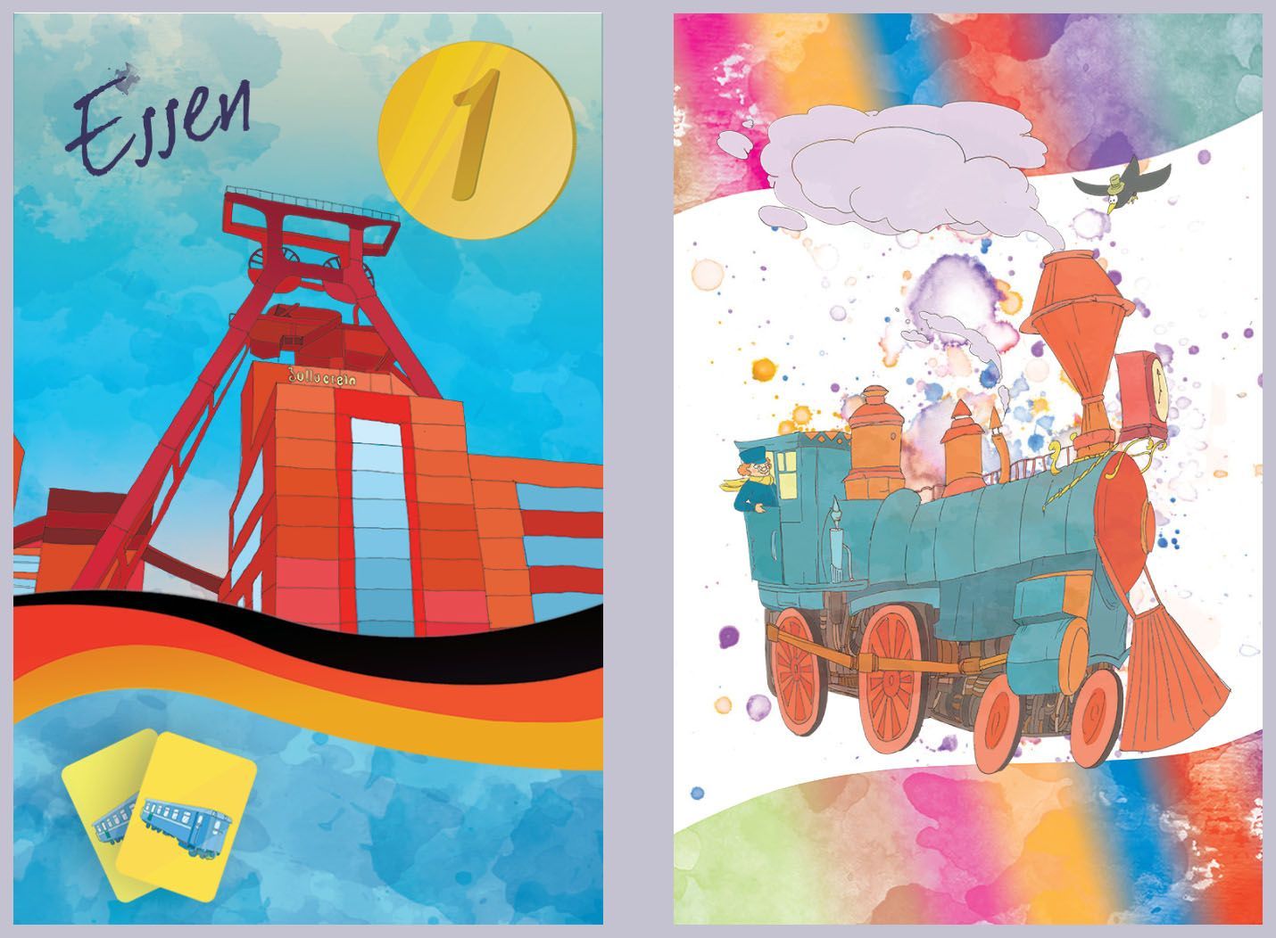 Moscow to Paris: Essen & Happy Train promo cards box art
