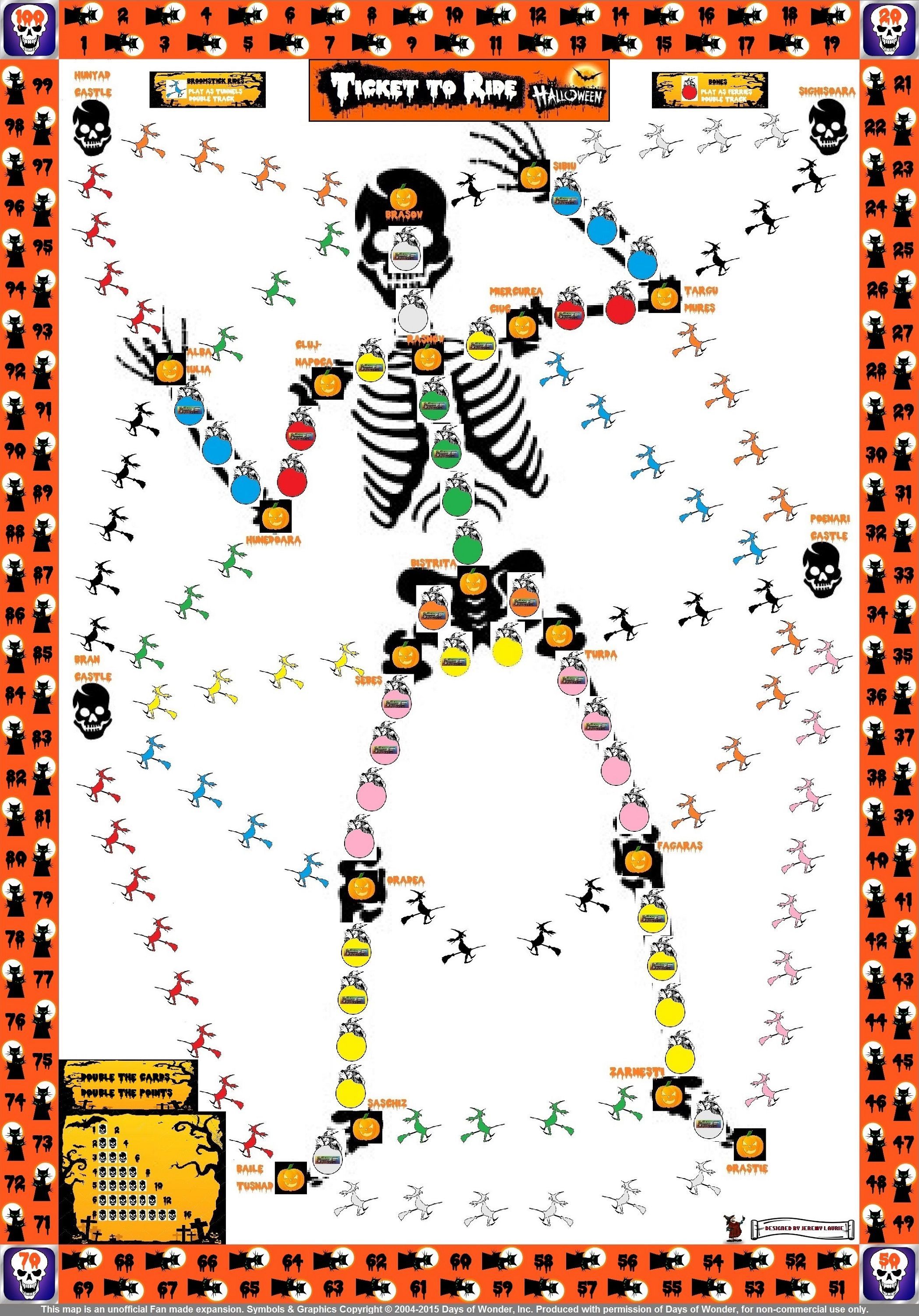 Hallowe'en (fan expansion for Ticket to Ride) box art