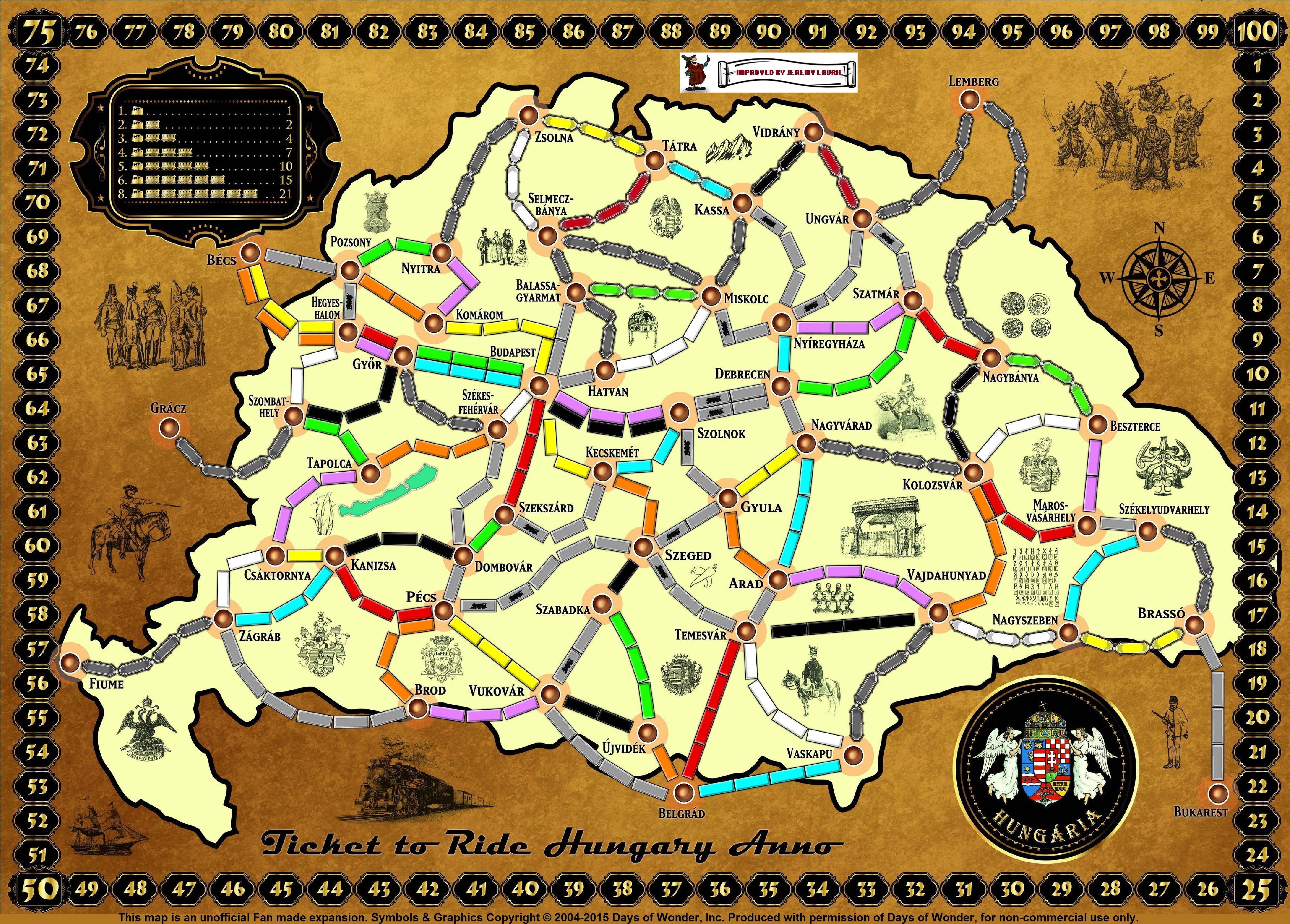 Hungary (fan expansion for Ticket to Ride) box art