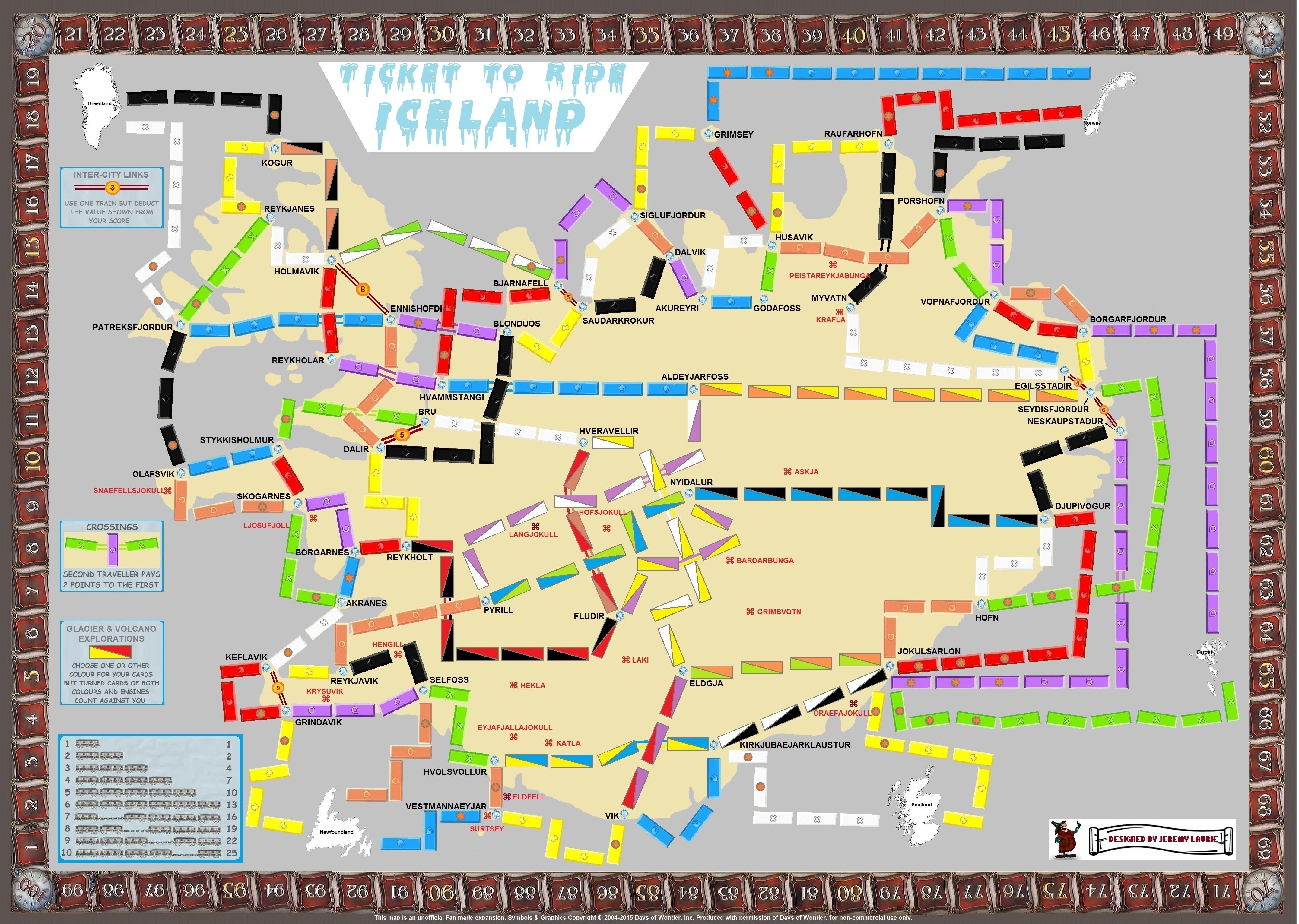 Coperta Iceland (fan expansion for Ticket to Ride)