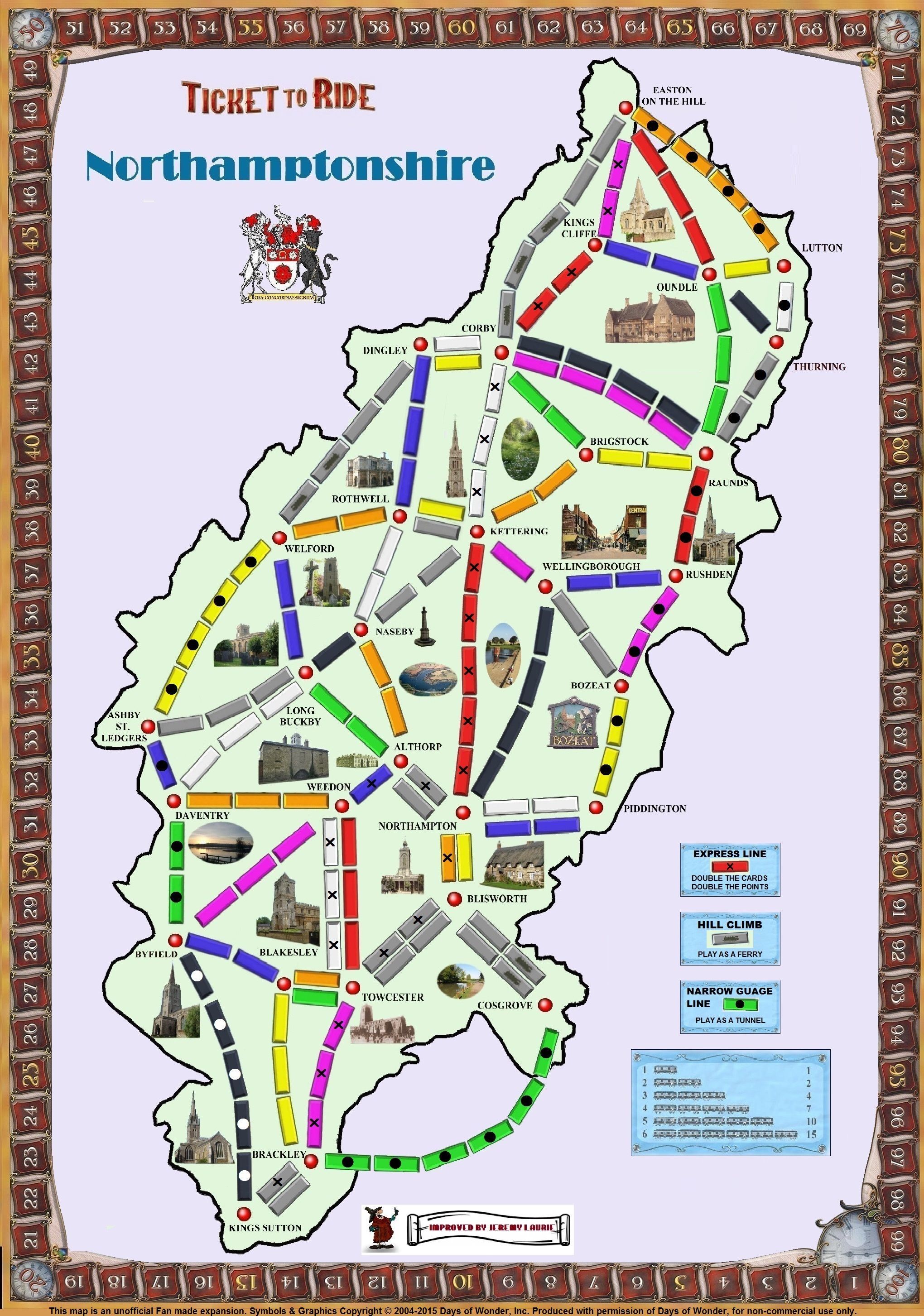 Northamptonshire (fan expansion for Ticket to Ride) box art