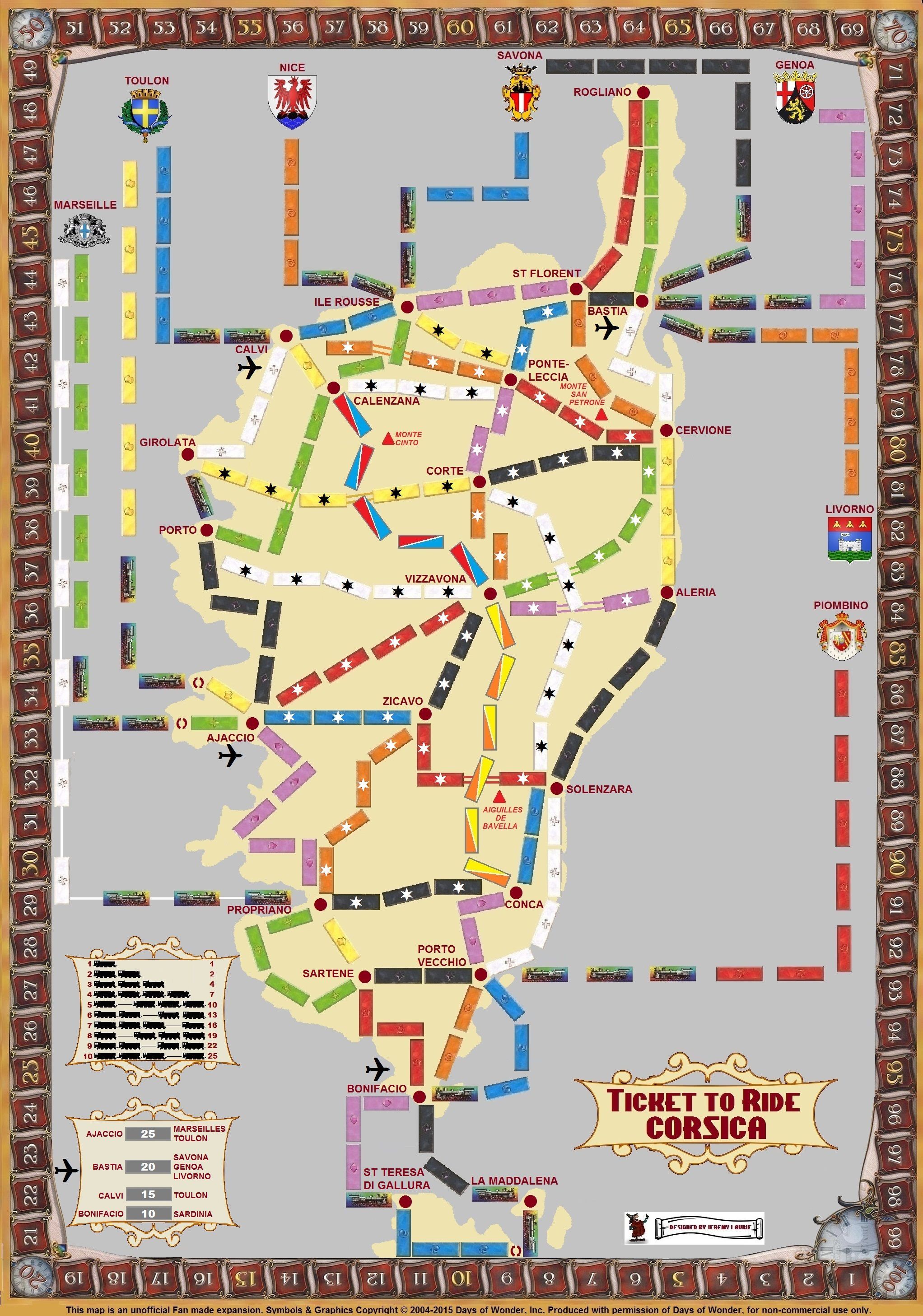 Corsica (fan expansion for Ticket to Ride) box art