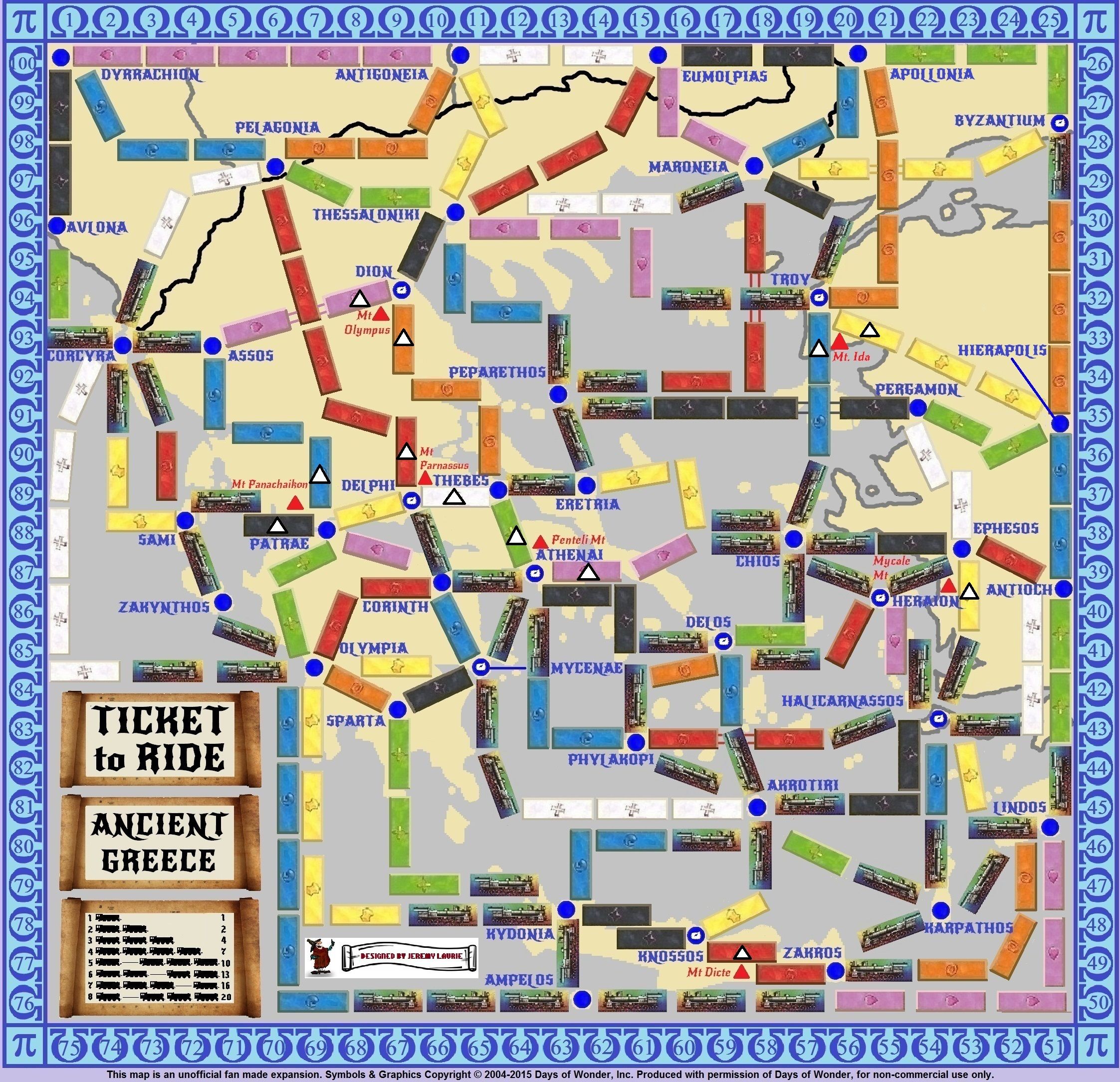 Coperta Ancient Greece (fan expansion for Ticket to Ride)