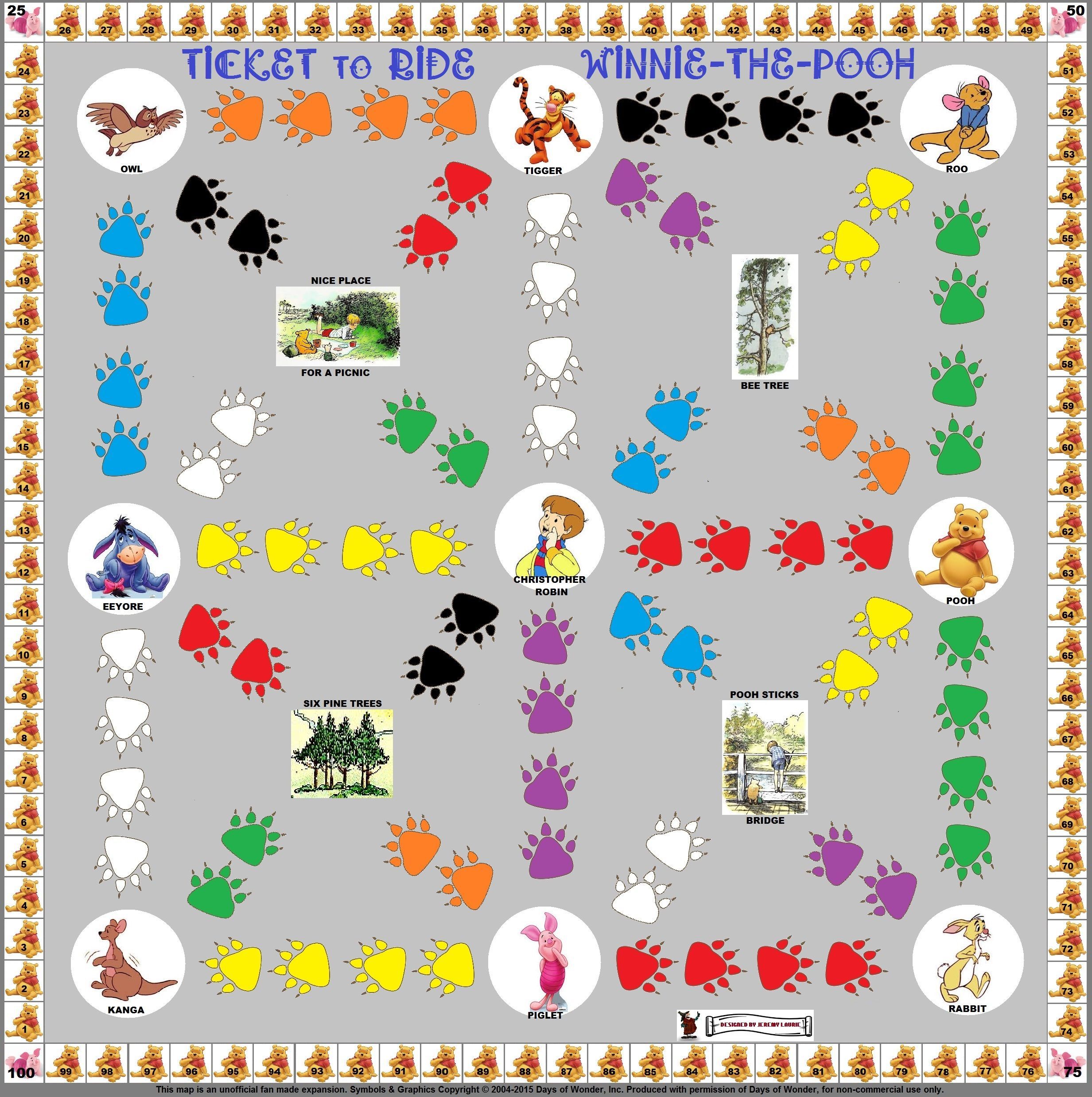 Winnie-the-Pooh (fan expansion for Ticket to Ride) box art