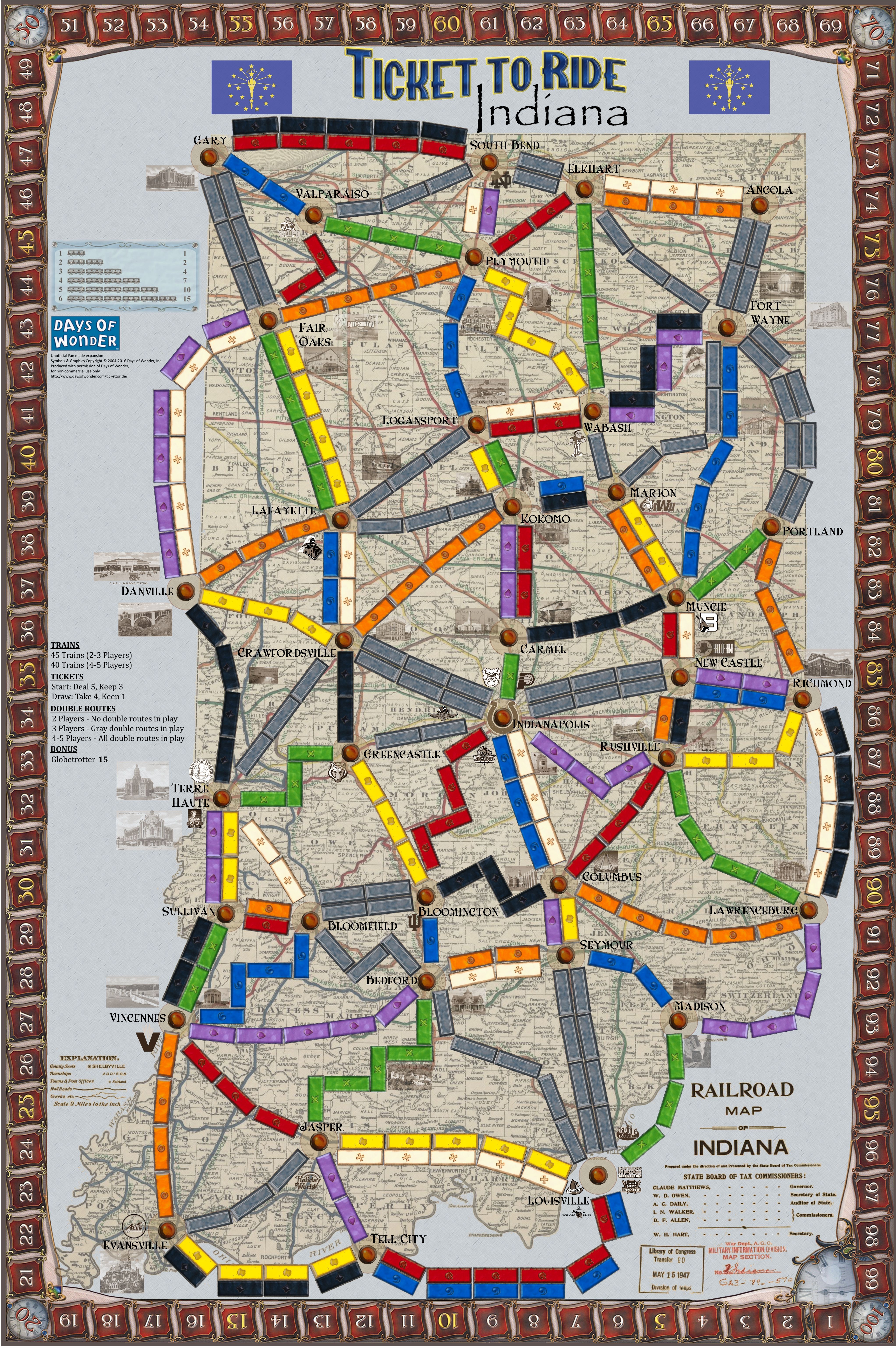 Indiana (fan expansion for Ticket to Ride) doboz