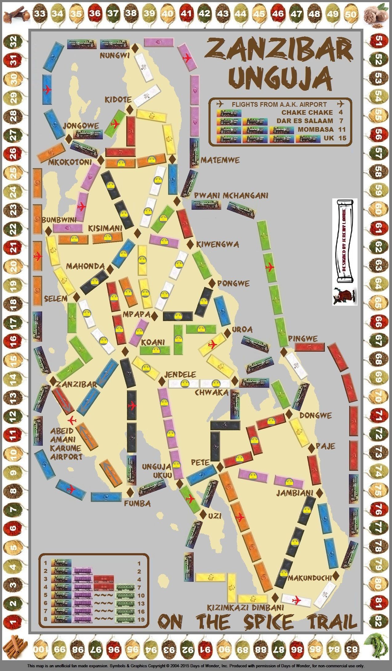 Zanzibar: Unguja (fan expansion for Ticket to Ride) box art