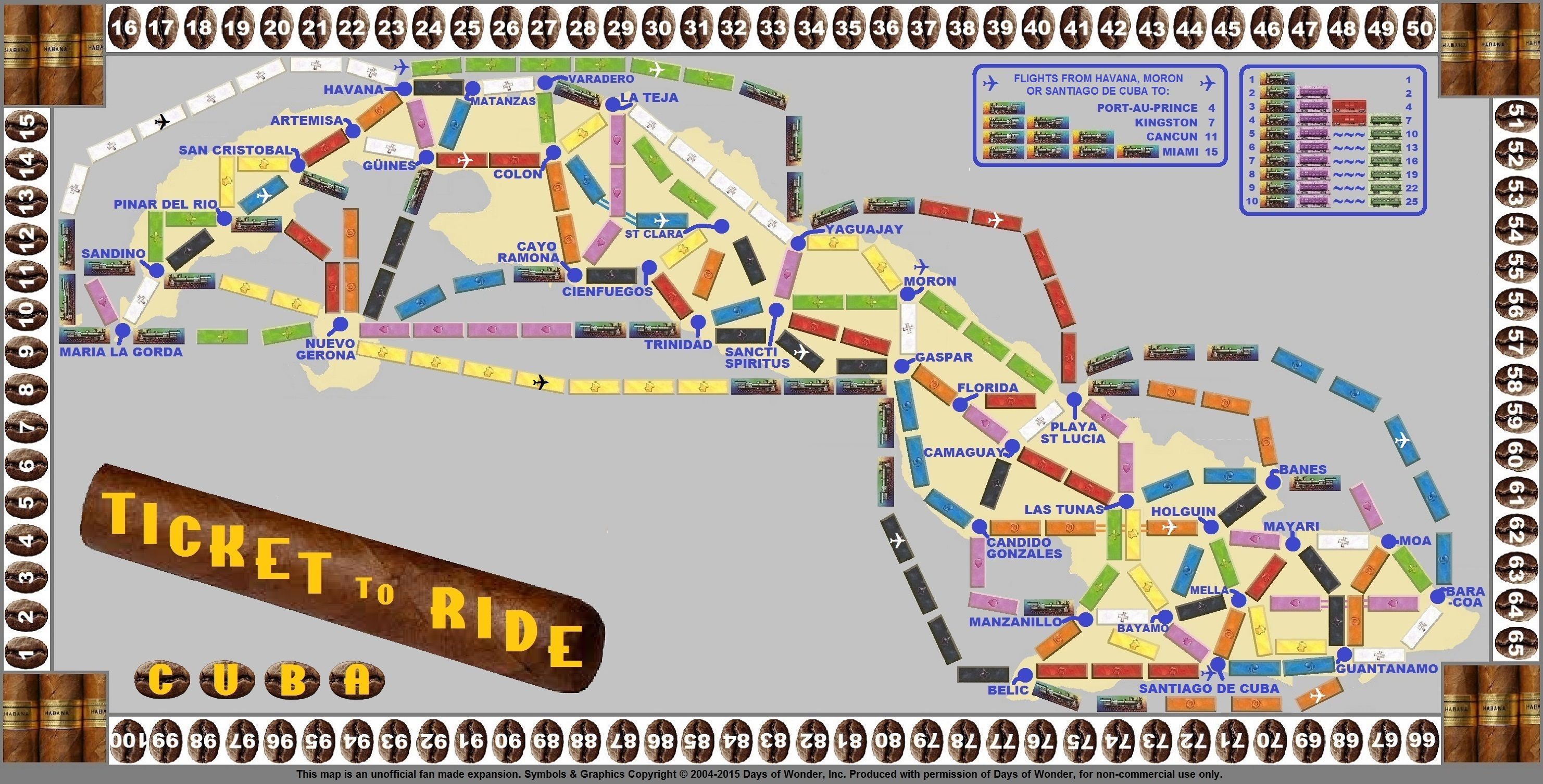 Cuba (fan expansion for Ticket to Ride) box art