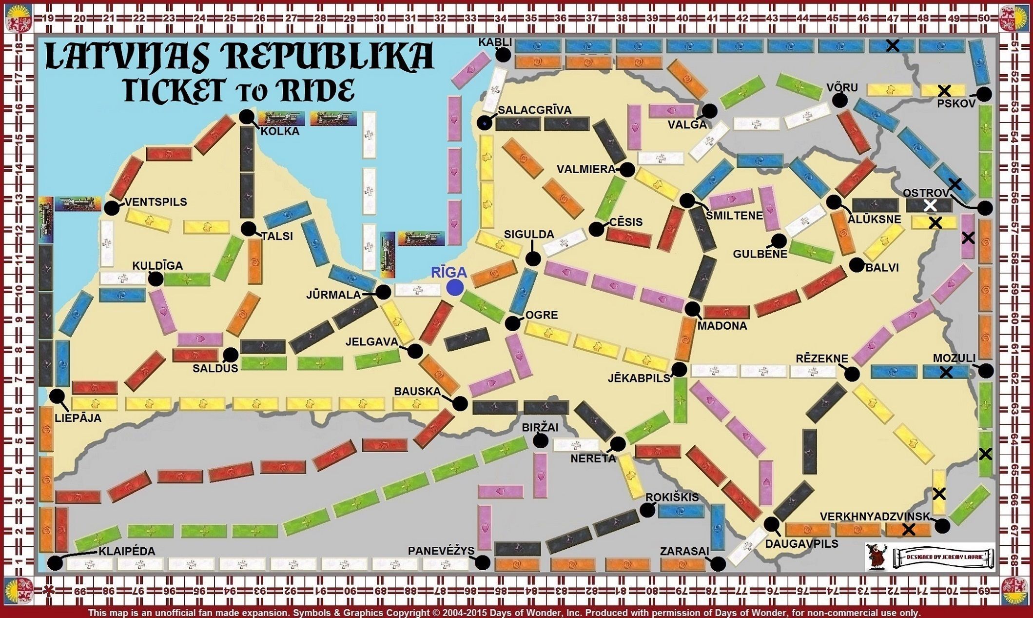 Coperta Latvia (fan expansion for Ticket to Ride)