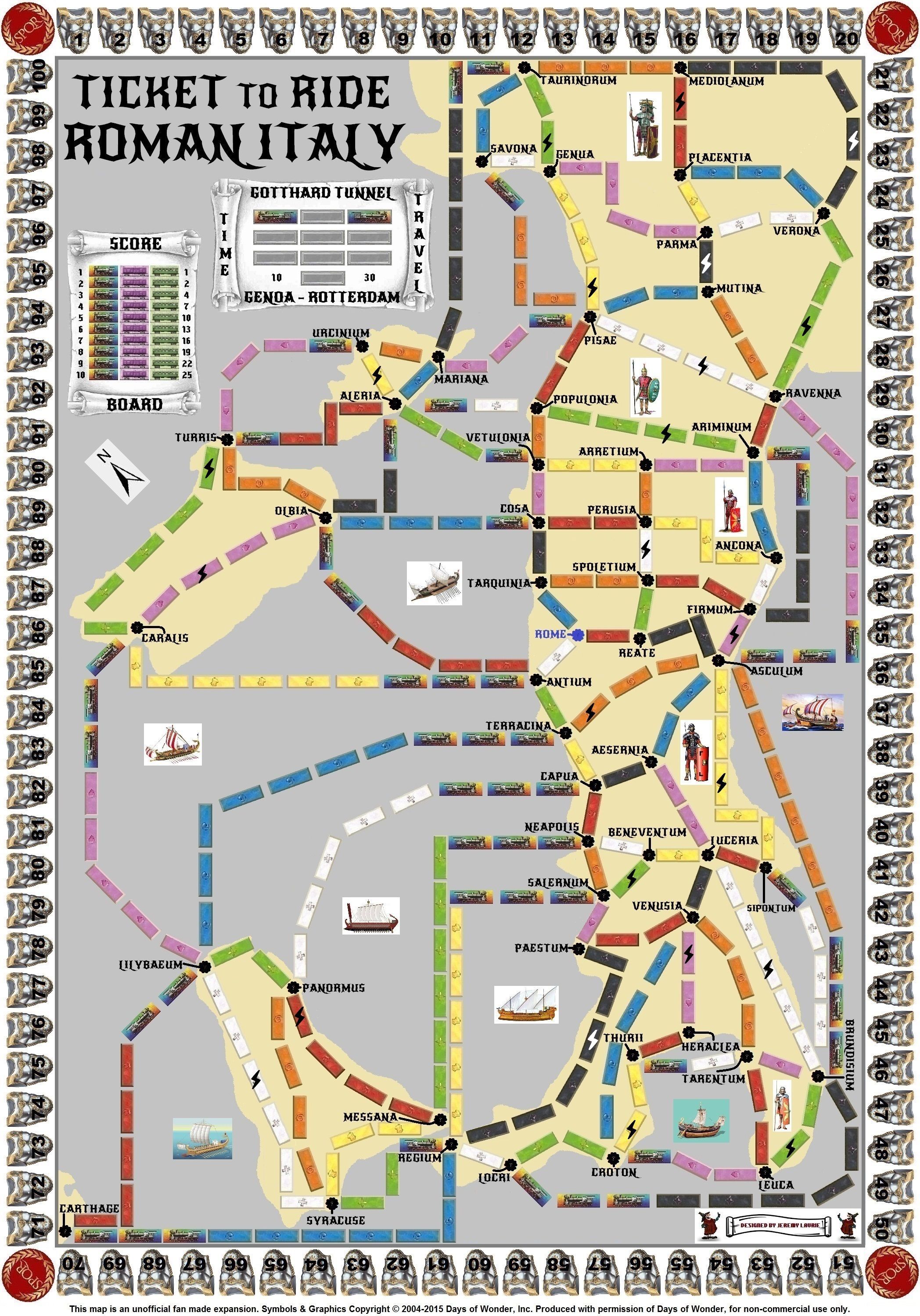 Roman Italy (fan expansion for Ticket to Ride) doboz