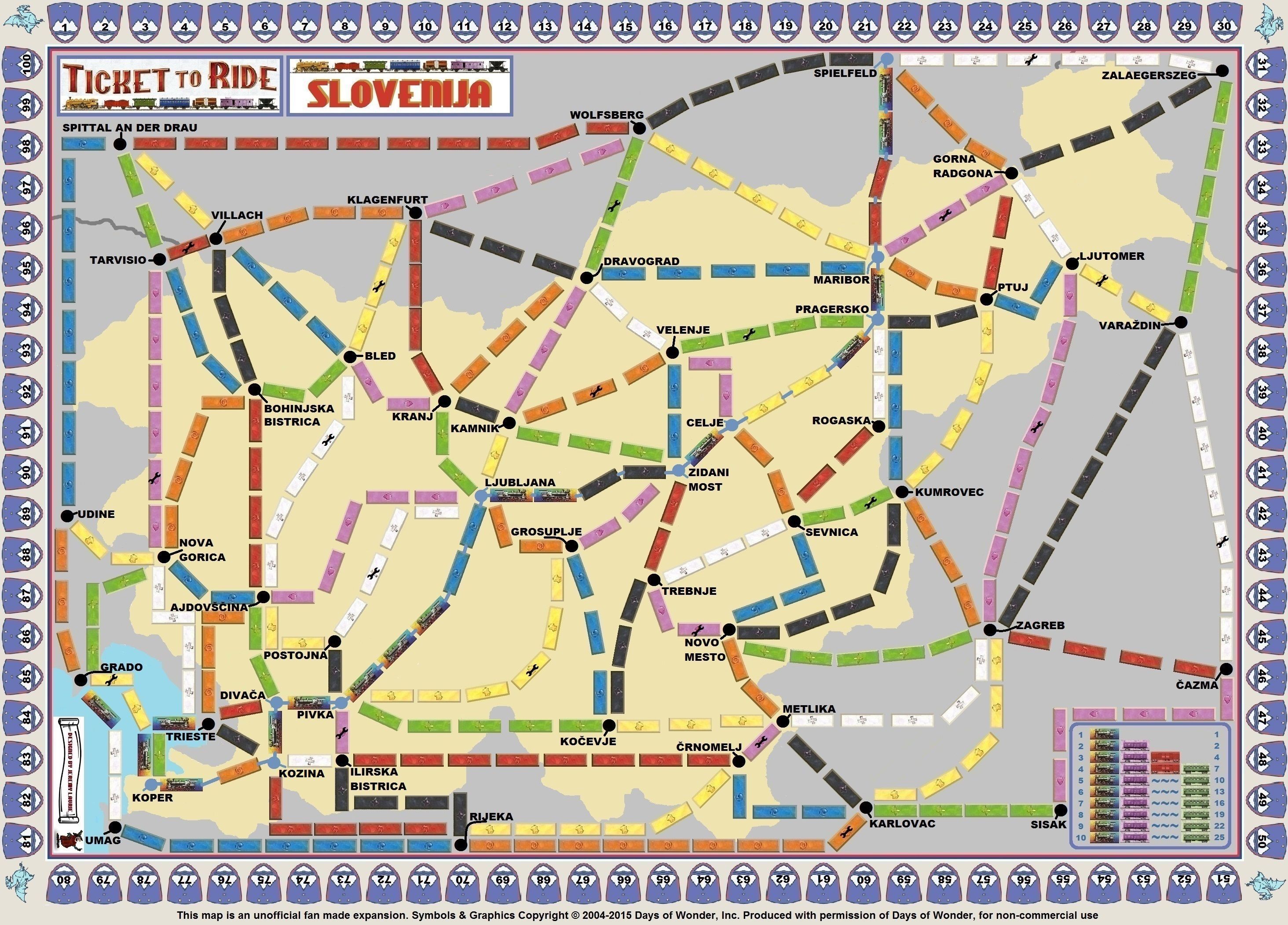 Slovenia (fan expansion for Ticket to Ride) box art