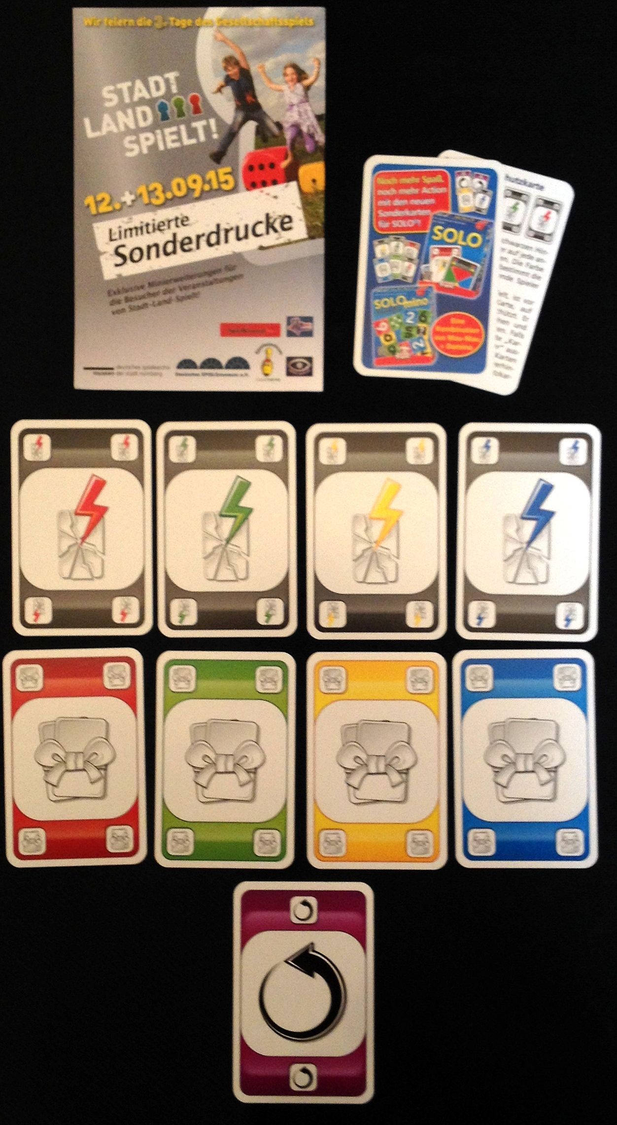 Coperta Solo Sonderkarten: Geschenk, Schutz und Spielrichtung