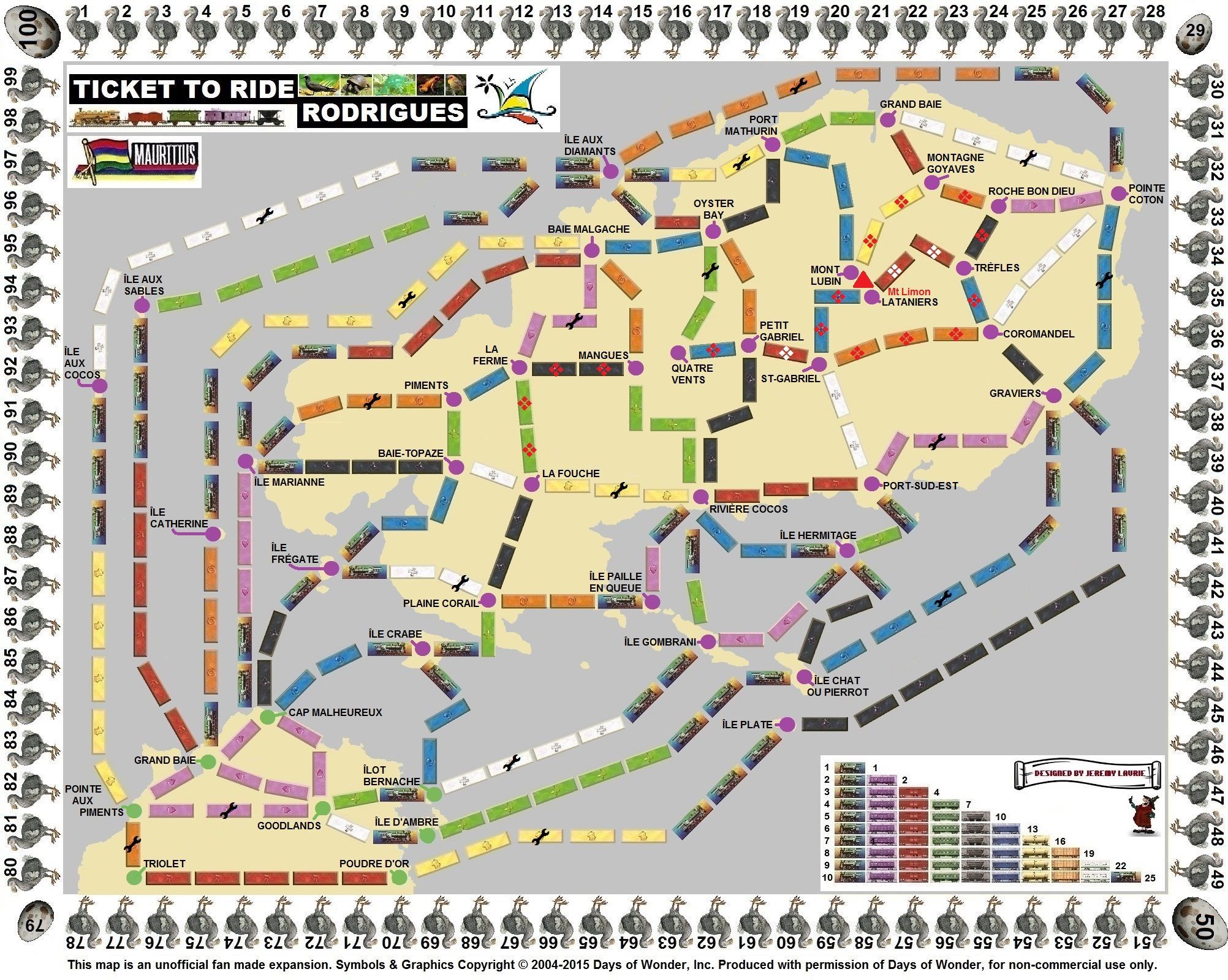 Rodrigues & Mauritius (fan expansion for Ticket to Ride) box art
