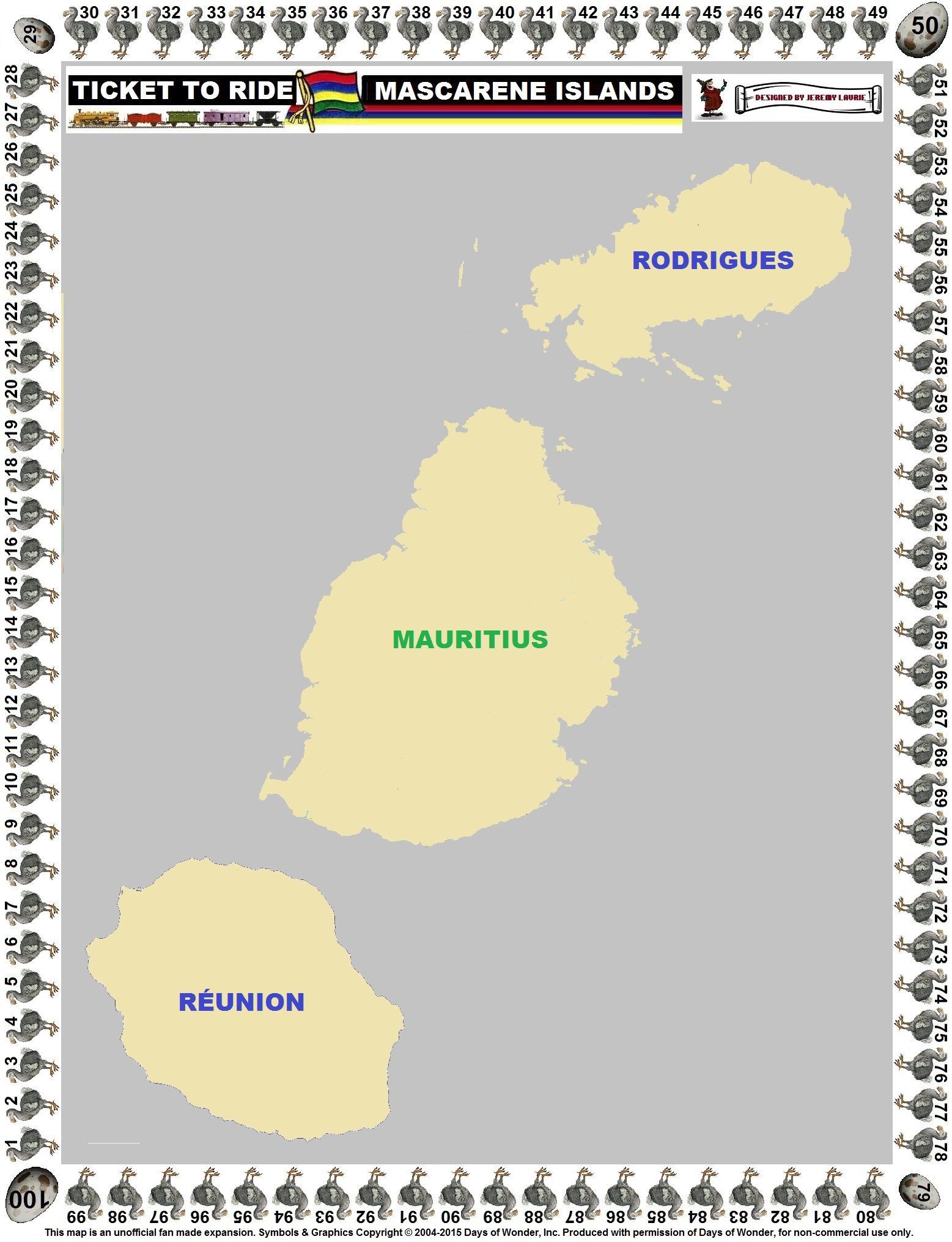 Coperta Mascarene Islands (fan expansion for Ticket to Ride)