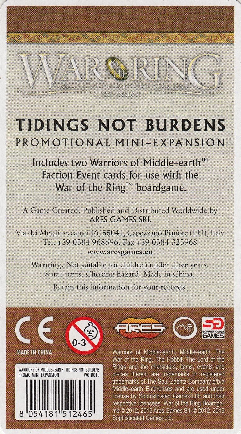 War of the Ring: Warriors of Middle-earth – Tidings Not Burdens Mini-Expansion doboz