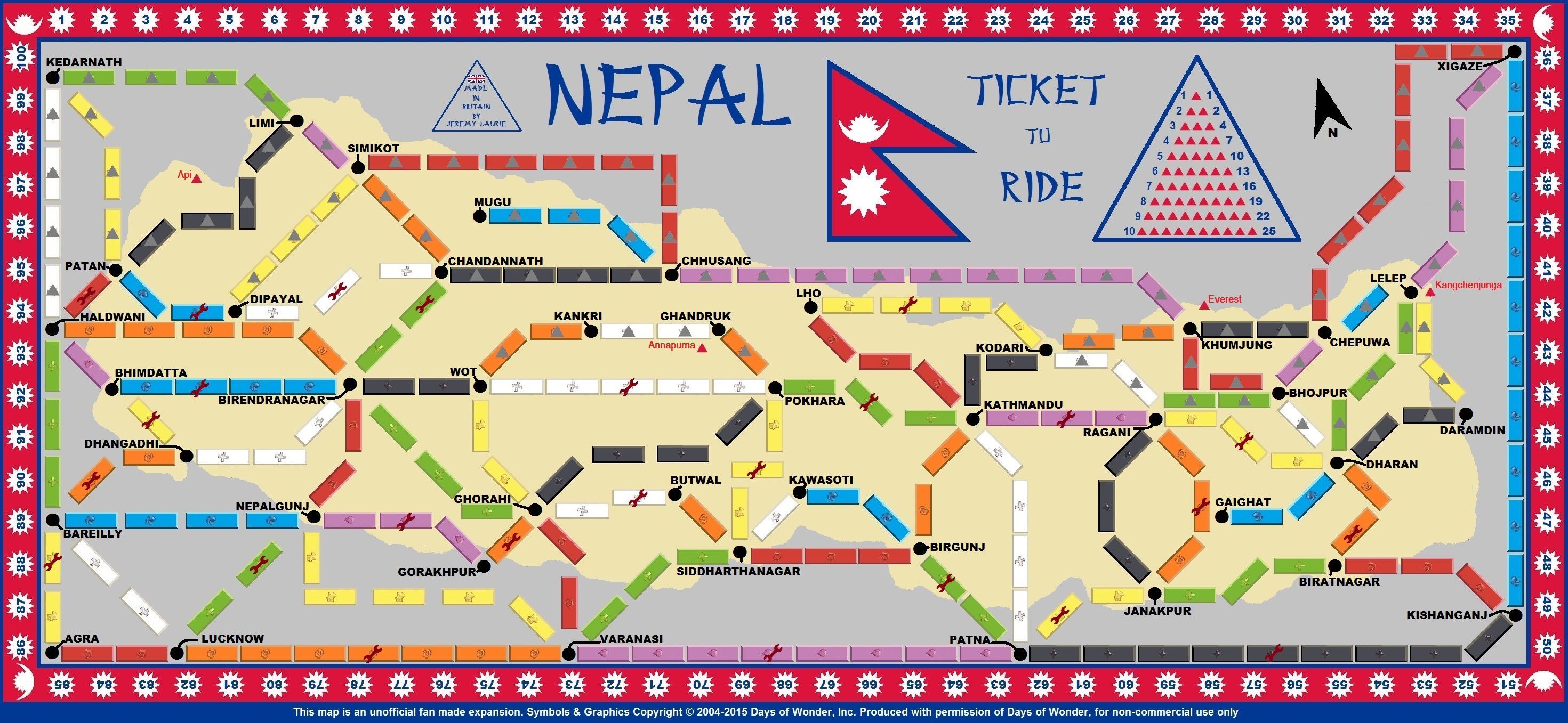 Nepal (fan expansion for Ticket to Ride) box art