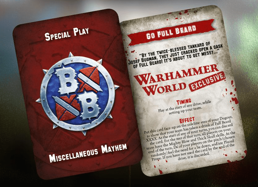 Blood Bowl (2016 Edition): Go Full Beard Special Play Promo Card doboz