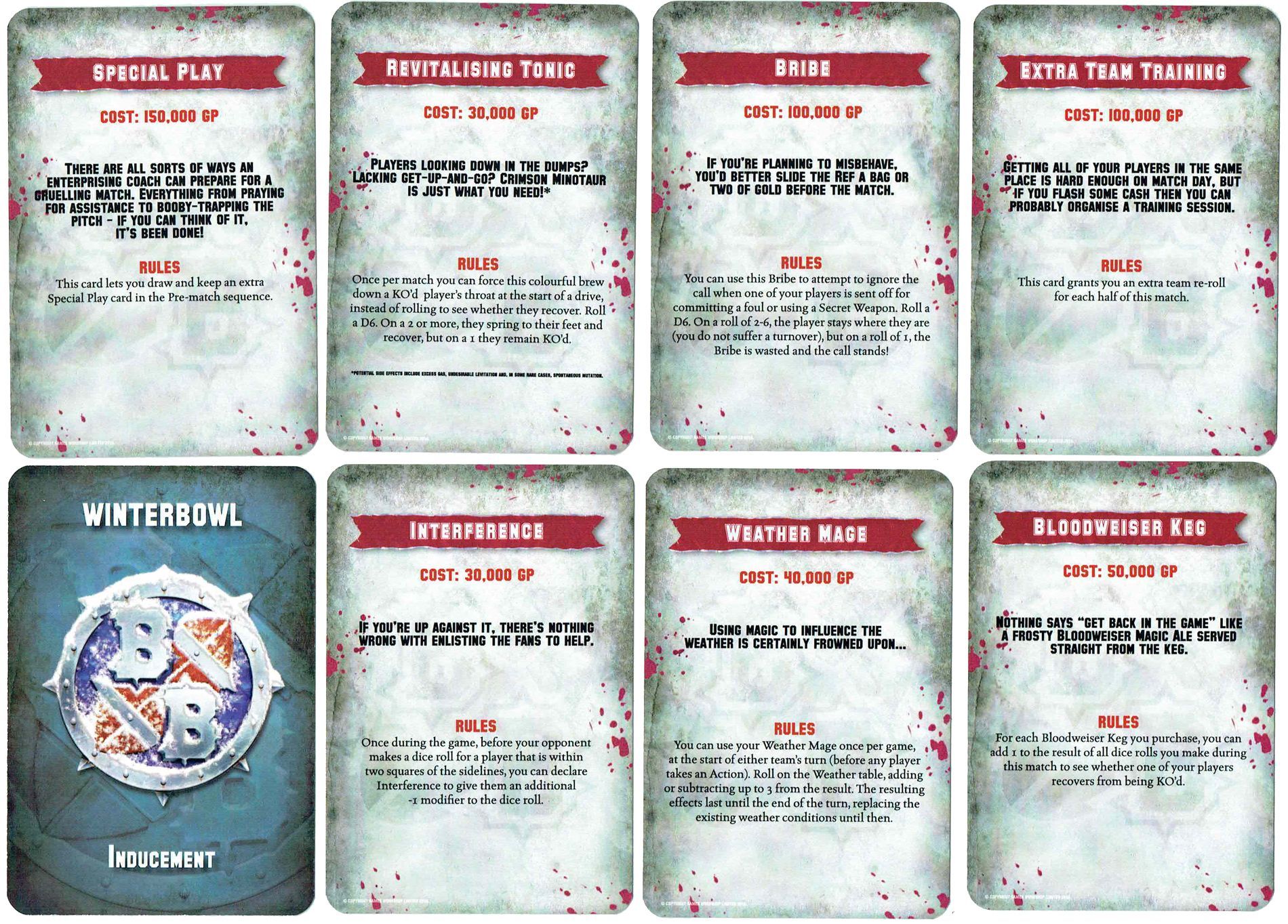 Blood Bowl (2016 Edition): Winter Bowl Inducement Promo Cards doboz