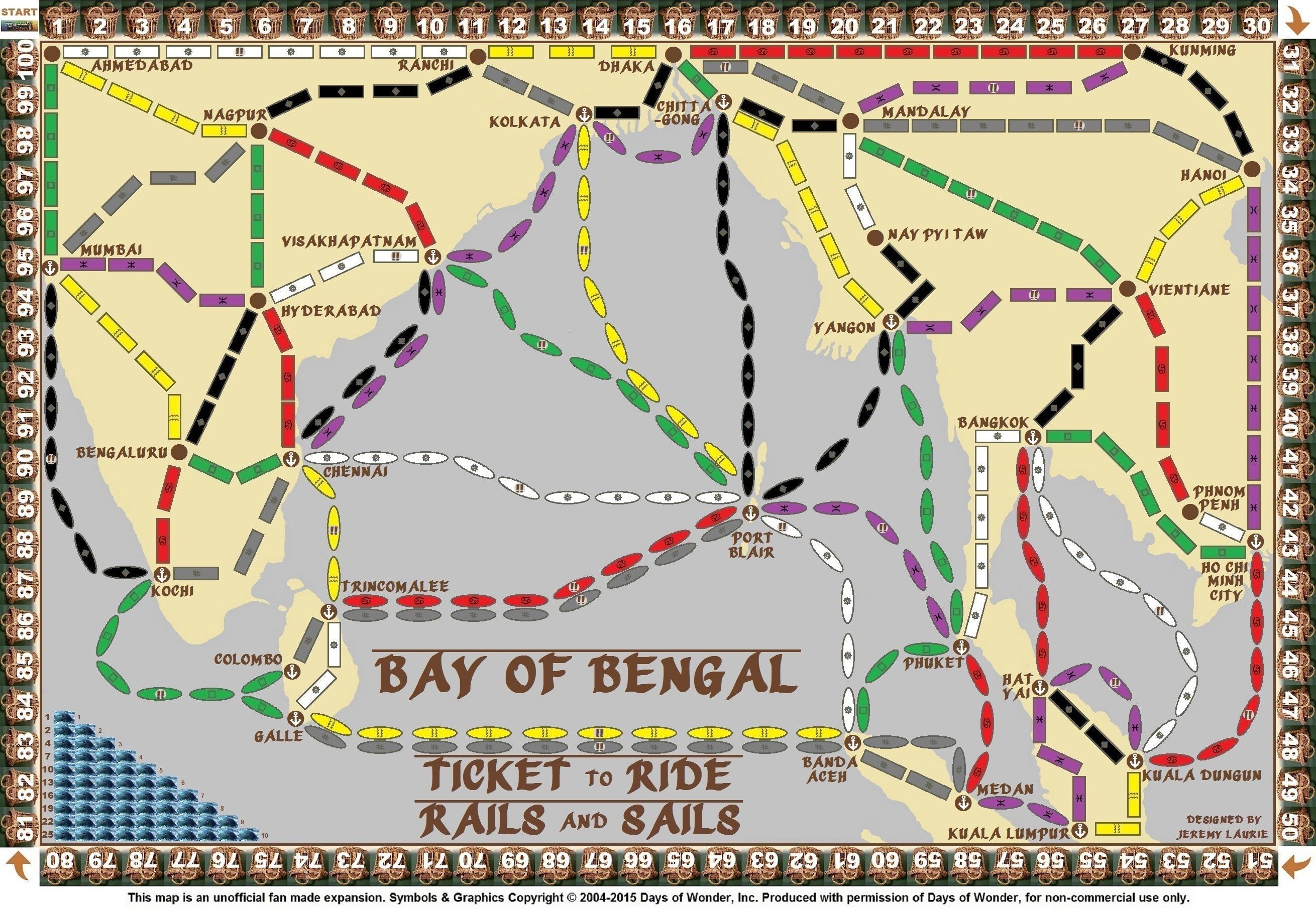 Bay of Bengal (fan expansion for Ticket to Ride) doboz