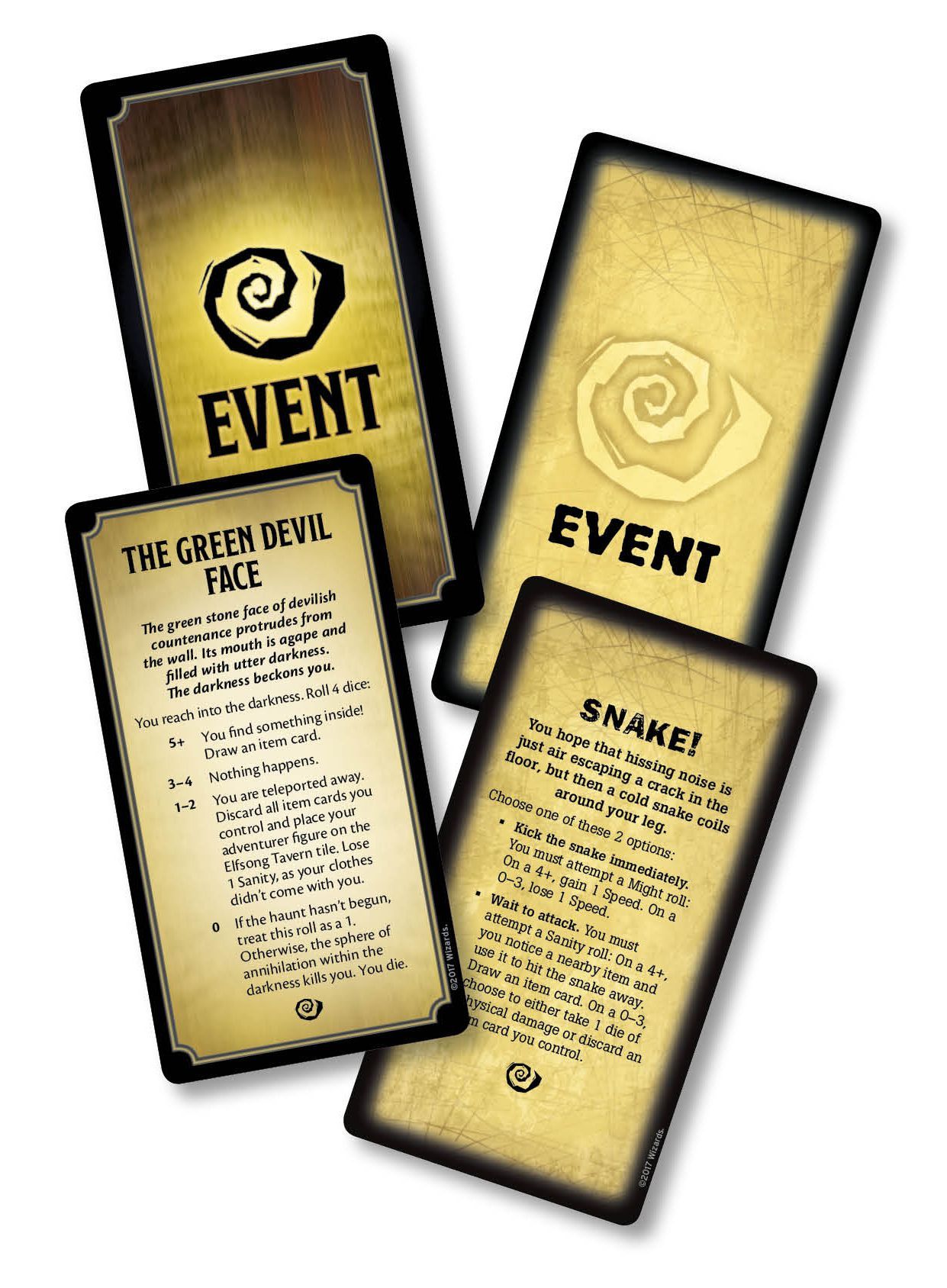 Betrayal at House on the Hill and Baldur's Gate Promo Cards: Green Devil Face & Snake box art