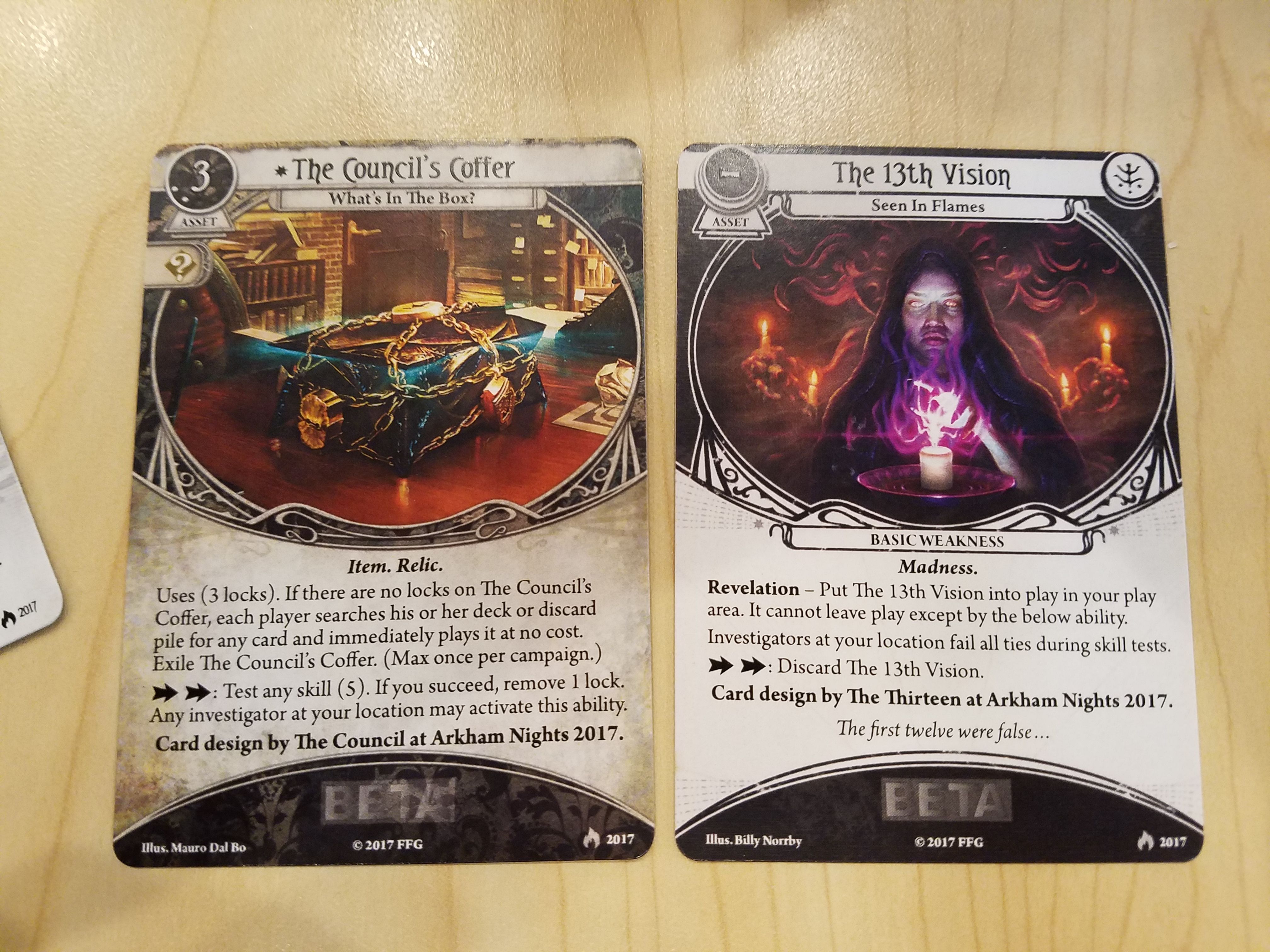 Arkham Horror: The Card Game – Beta Cards from Arkham Night 2017 doboz