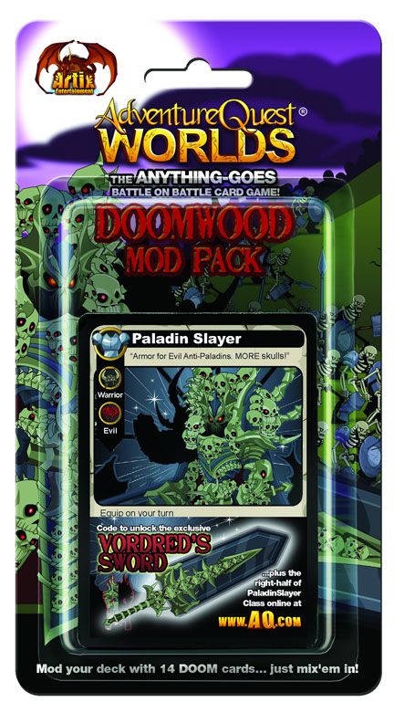 AdventureQuest Worlds: The ANYTHING-GOES BattleOn Battle Card Game – Doomwood Mod Pack doboz