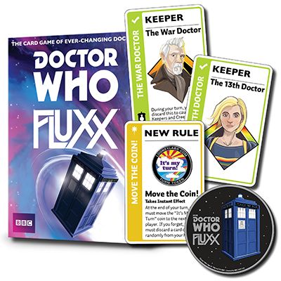 Doctor Who Fluxx: Coin & Doctors box art