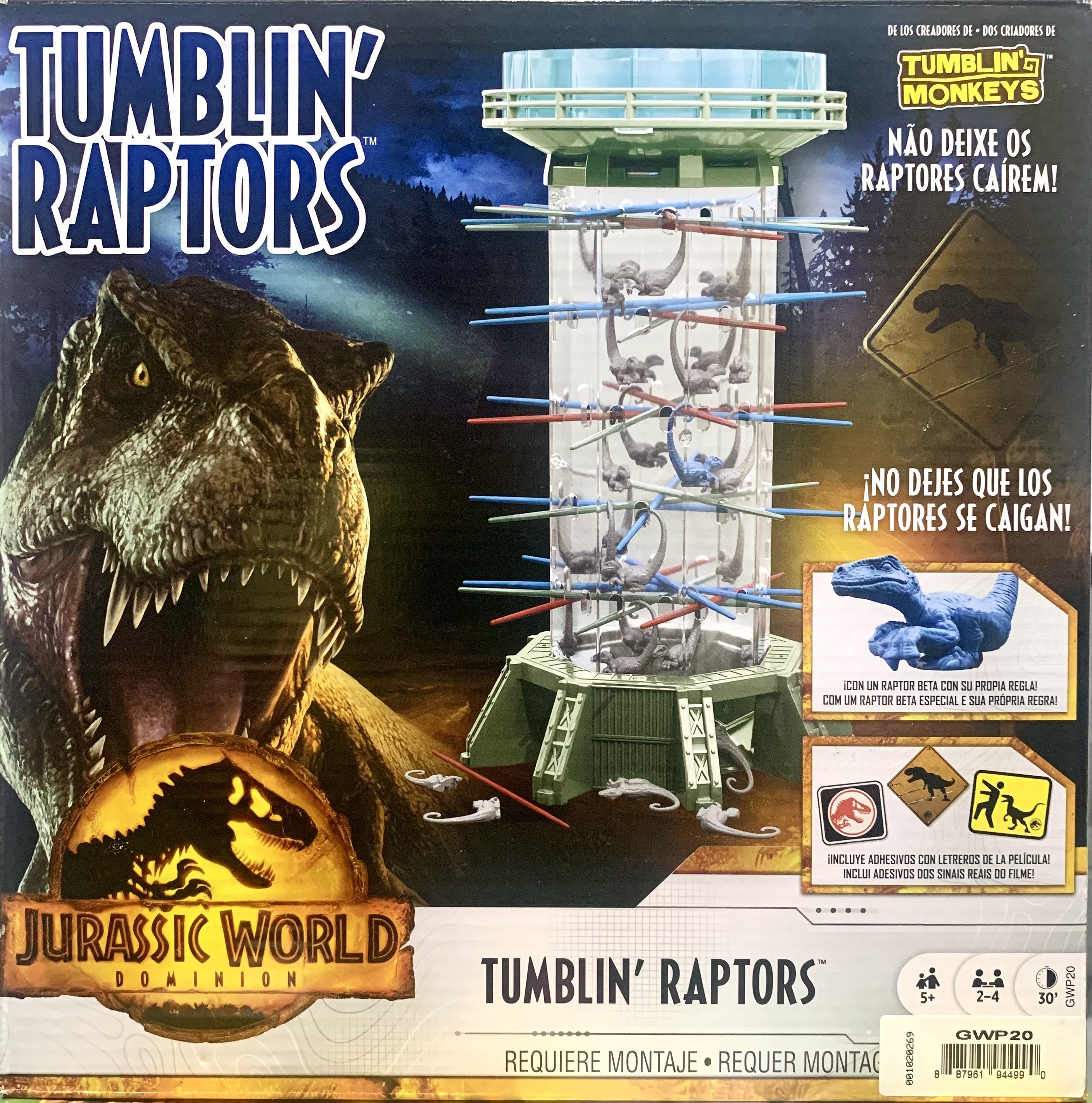 Tumblin' Monkeys Raptors Jurassic World box art