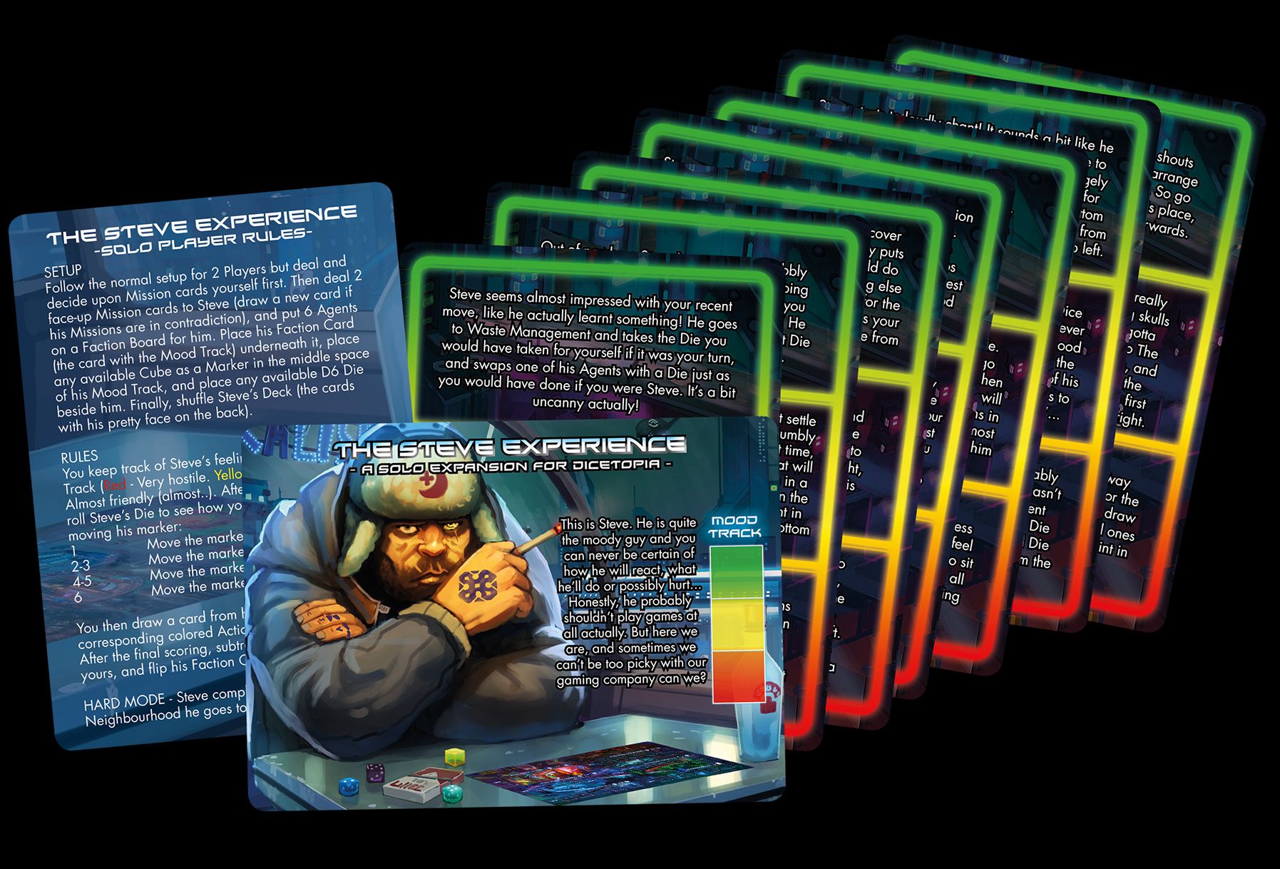 Dicetopia: The Steve Experience solo expansion doboz