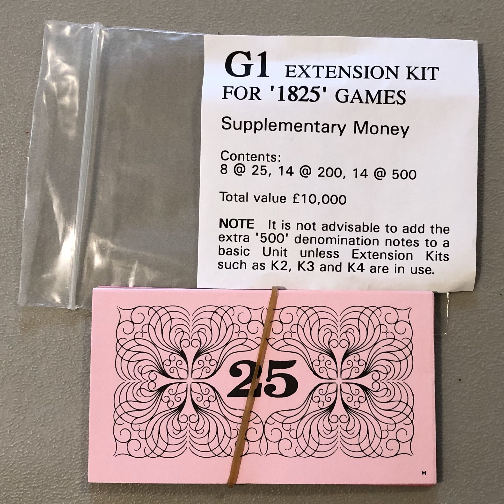 1825: Extension Kit G1 – Supplemental Money doboz