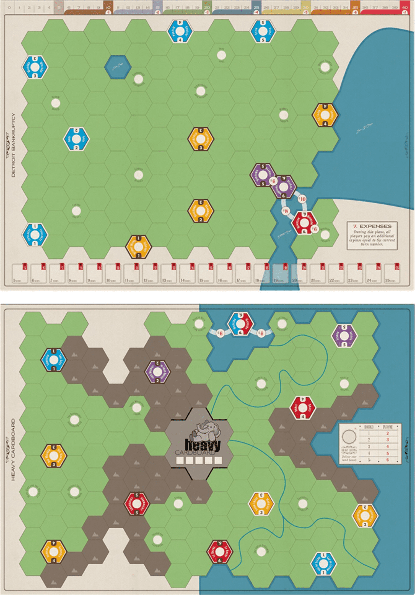 Age of Steam Deluxe Expansion: Detroit Bankruptcy & Heavy Cardboard Maps doboz