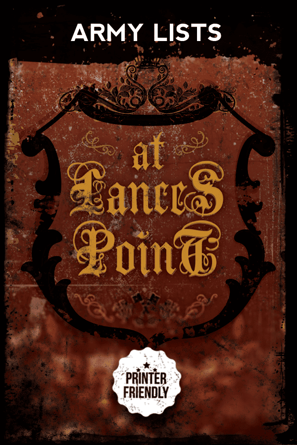 At Lances Point: Army Lists box art