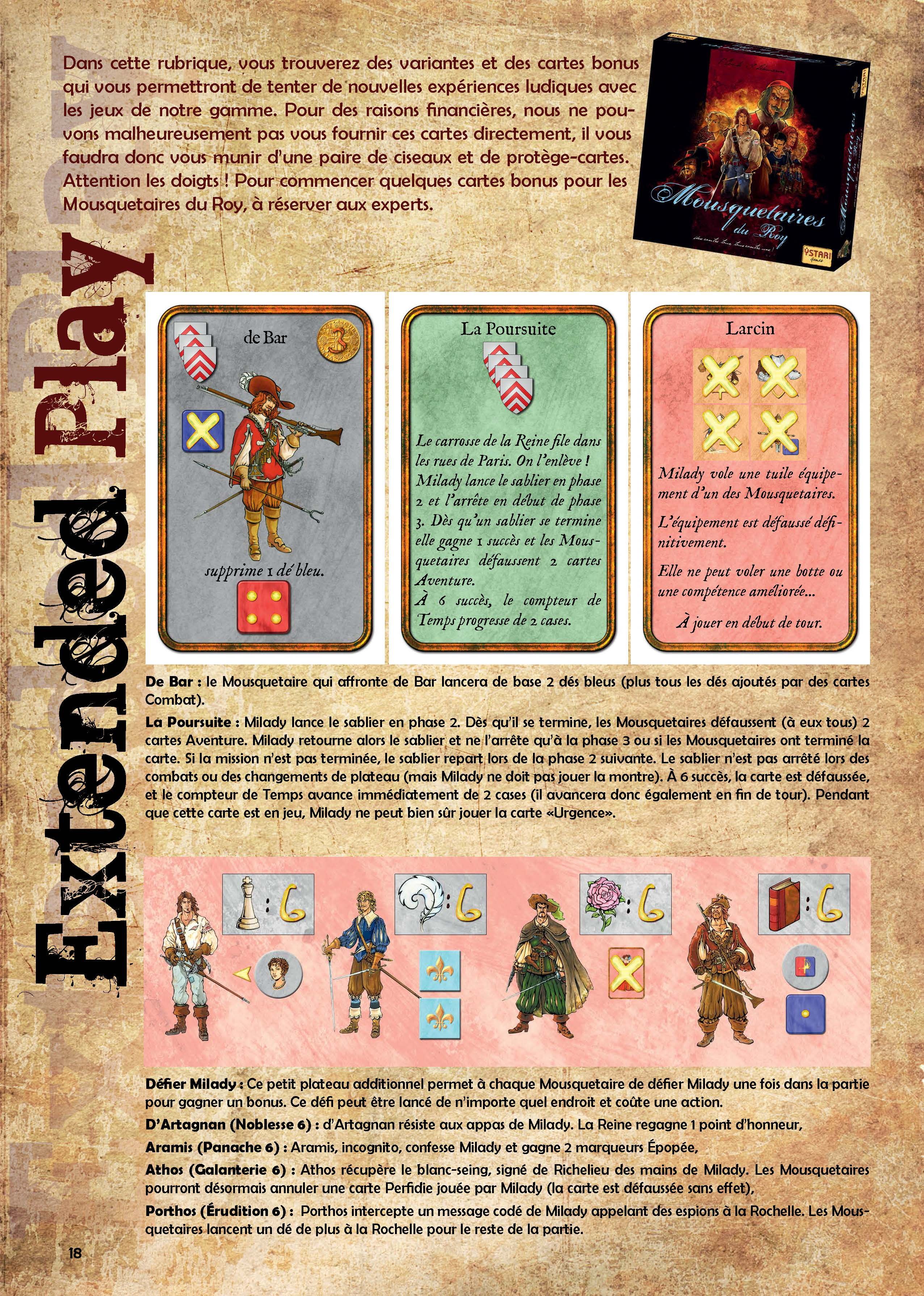 Mousquetaires du Roy: Promo cards and board box art
