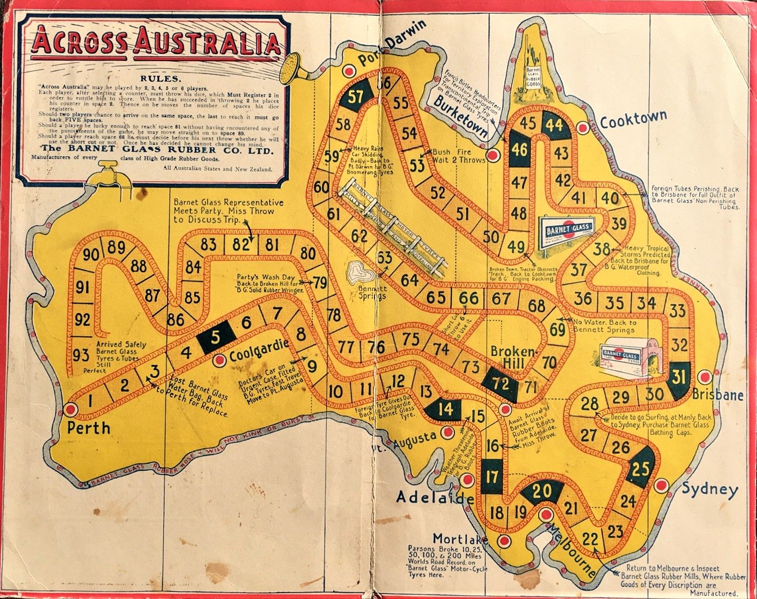 Across Australia on Barnet Glass Tyres box art
