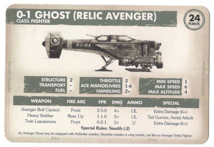 Aeronautica Imperialis: Wings of Vengeance – Ghost Relic Avenger Card doboz
