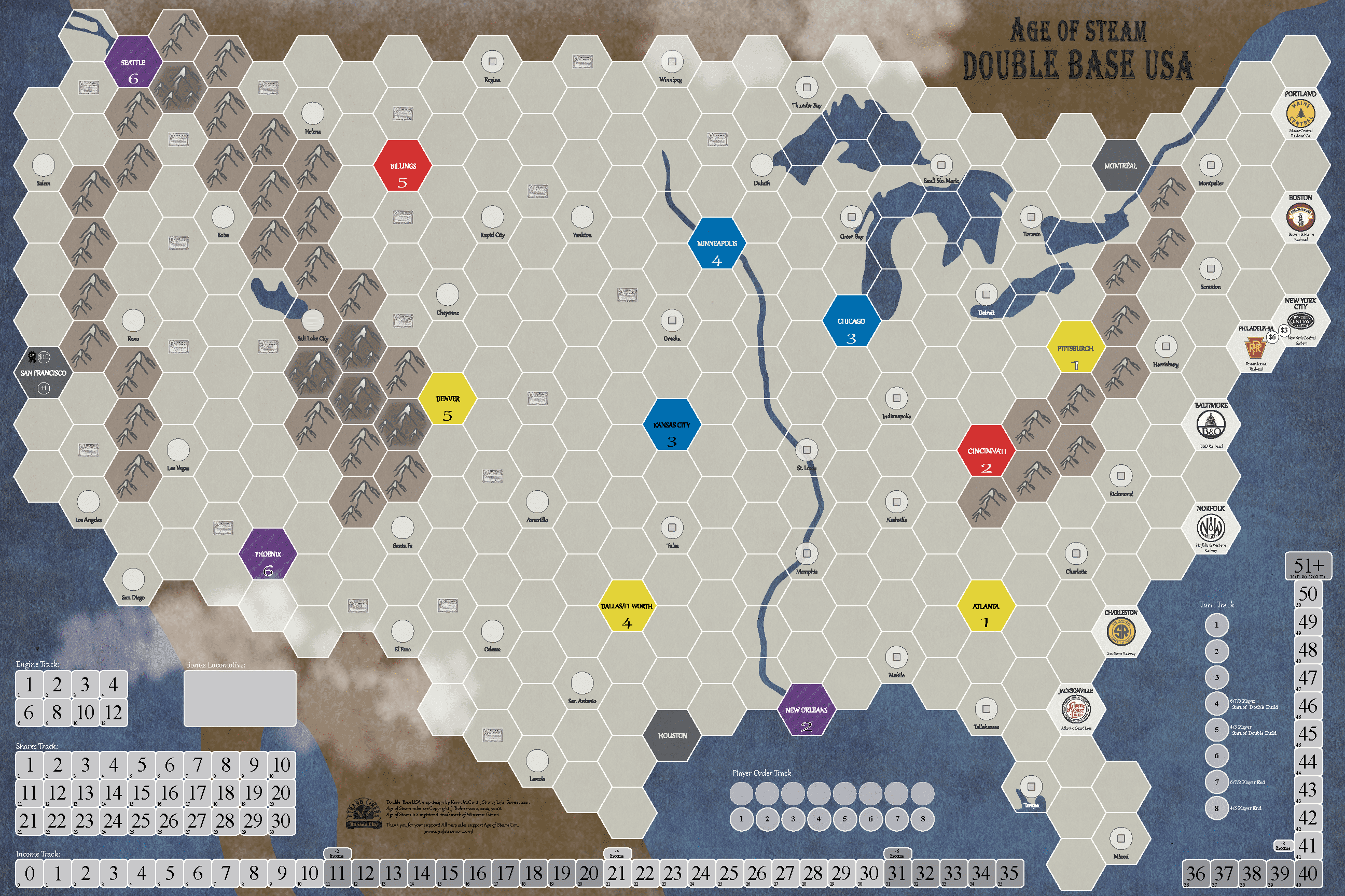 Age of Steam Expansion: Double Base USA / Pacific Electric box art