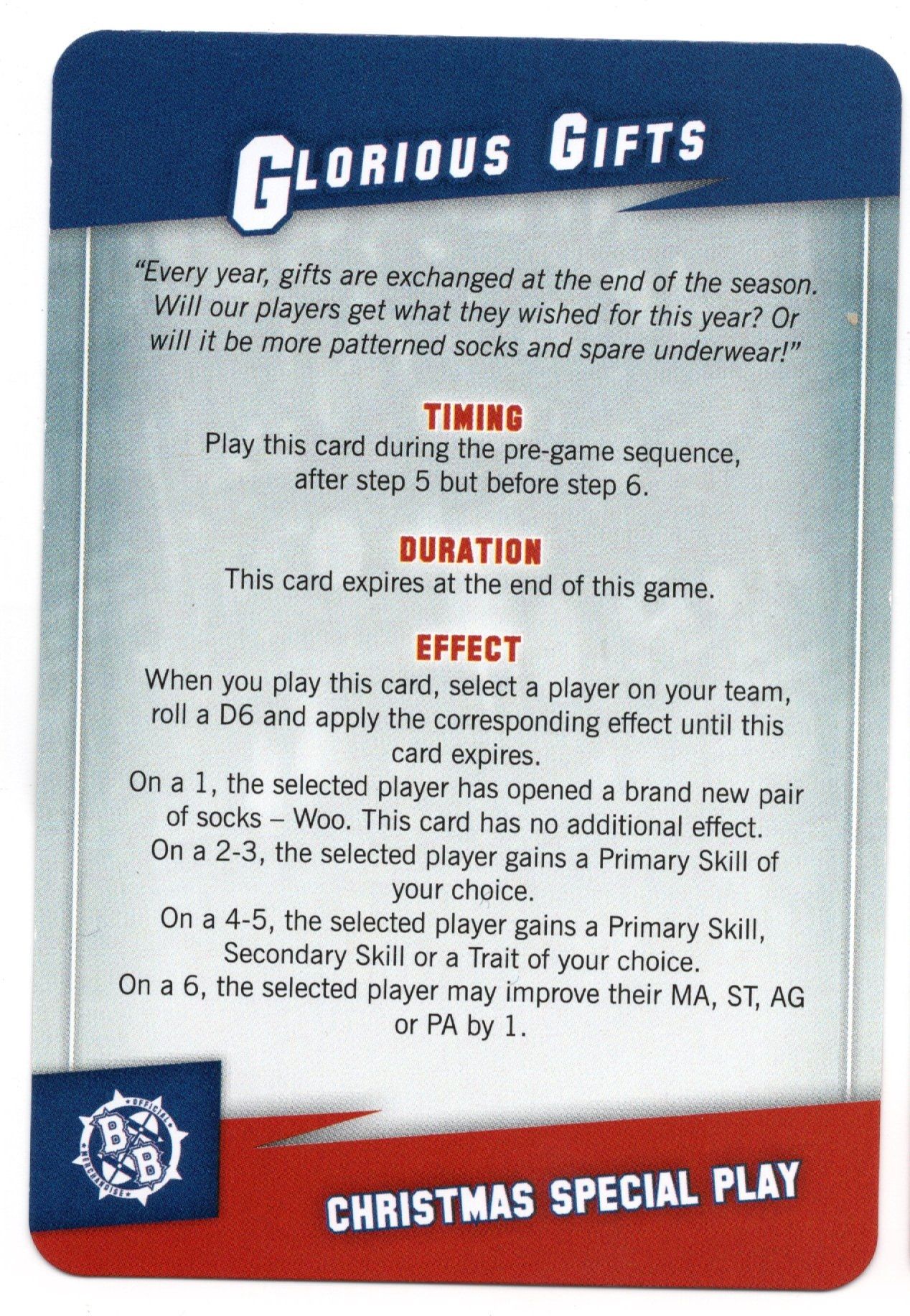 Blood Bowl: (Second Season Edition) – Glorious Gifts Promo Card doboz