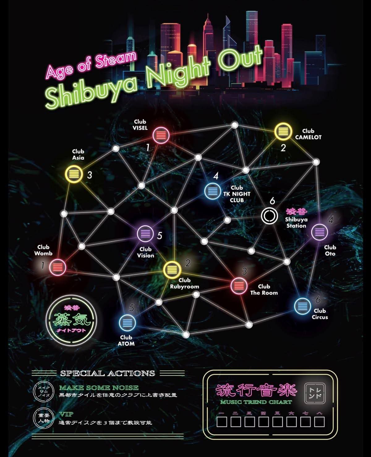 Shibuya Night Out (fan expansion for Age of Steam) doboz