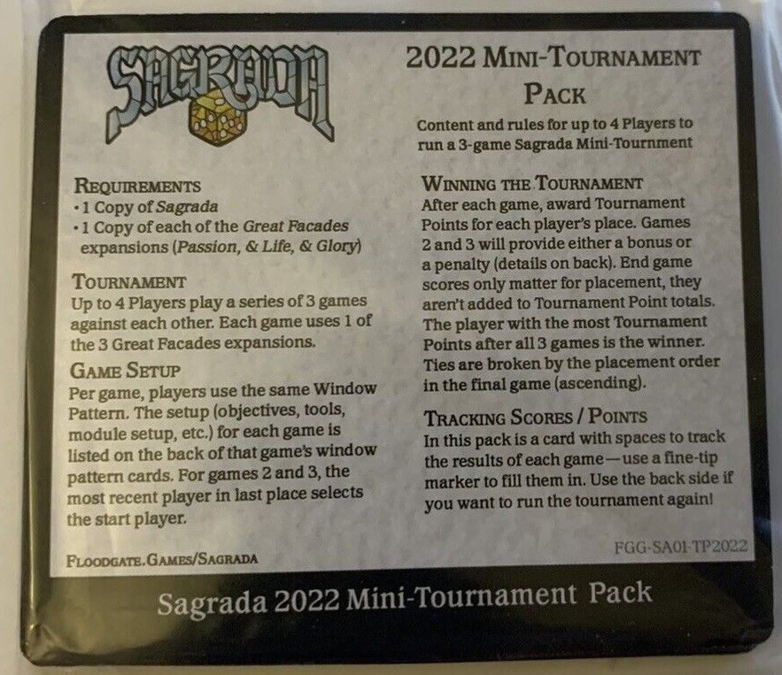 Sagrada: 2022 Mini-Tournament Pack box art