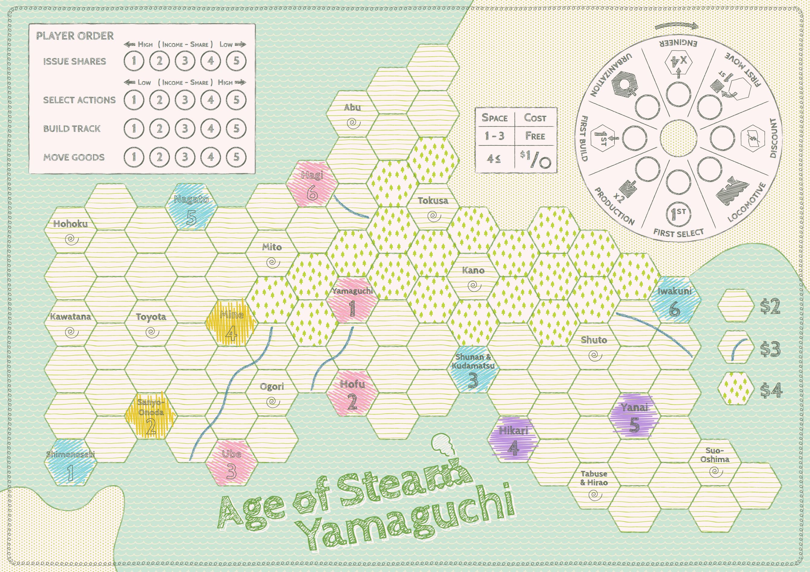 Yamaguchi (fan expansion for Age of Steam) doboz