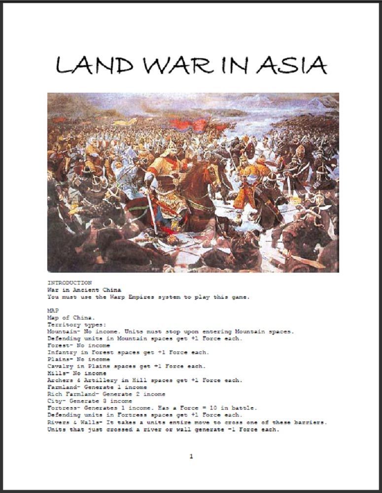 Land War in Asia box art