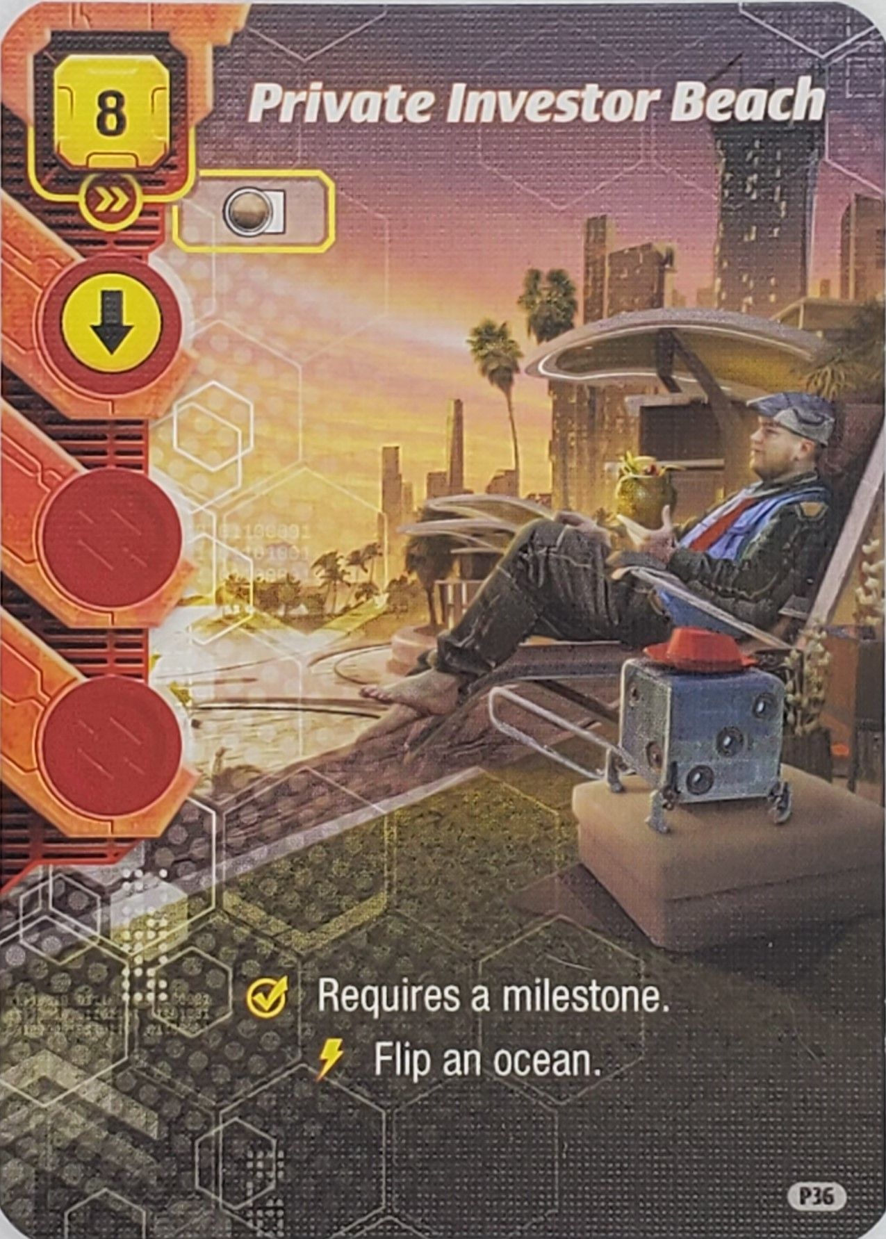 Coperta Terraforming Mars: Ares Expedition – Private Investor Beach Promo Card