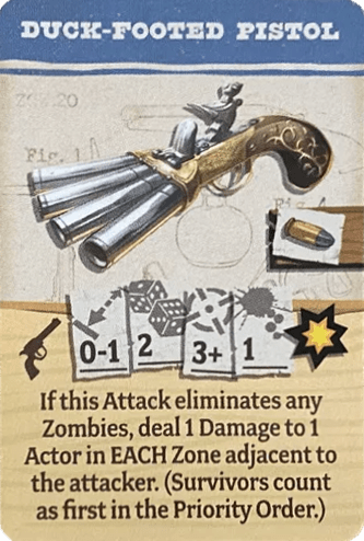 Zombicide: Undead or Alive – Duck-Footed Pistol Promo Card doboz