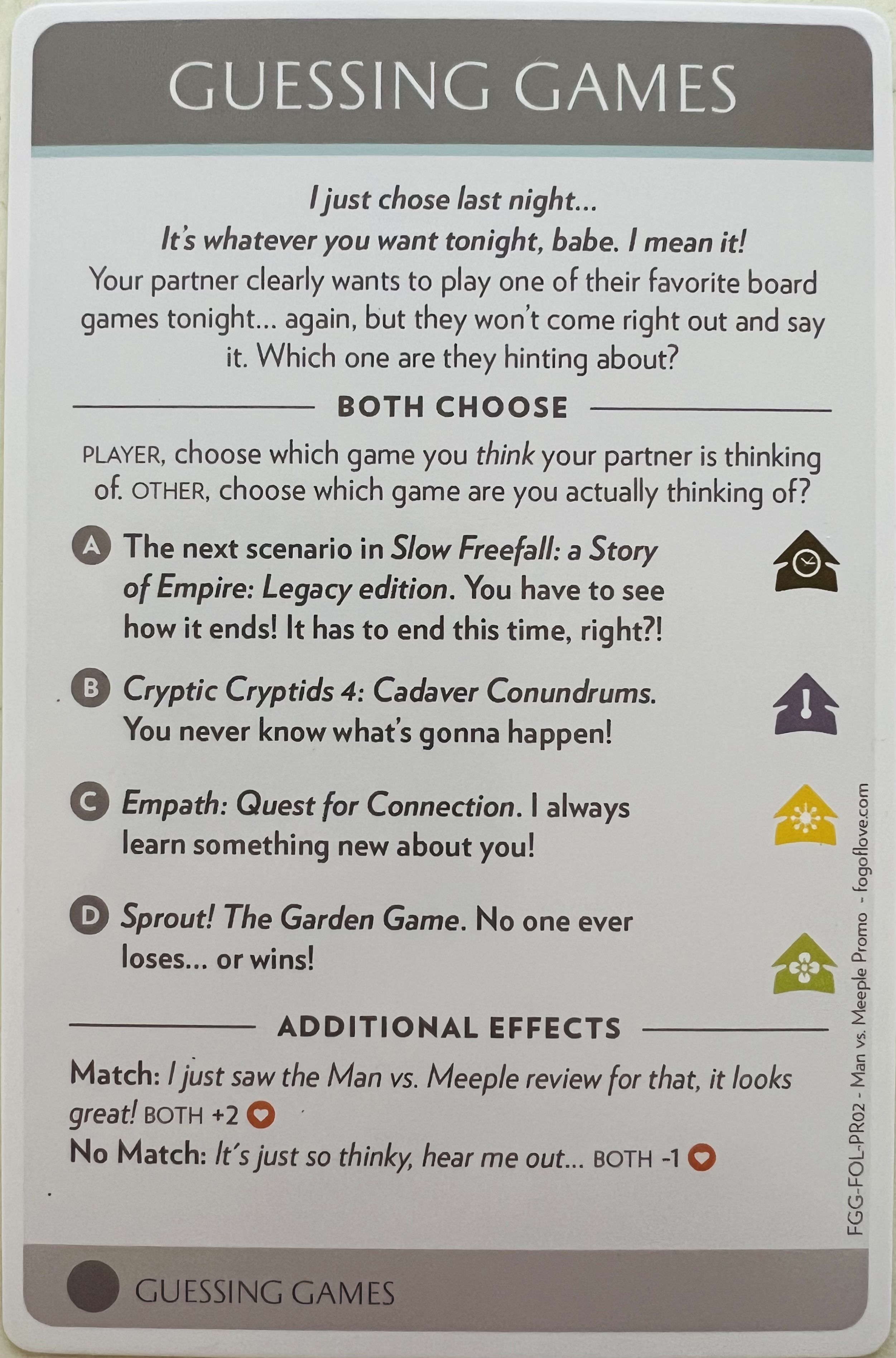 Coperta Fog of Love: Guessing Games Promo Card