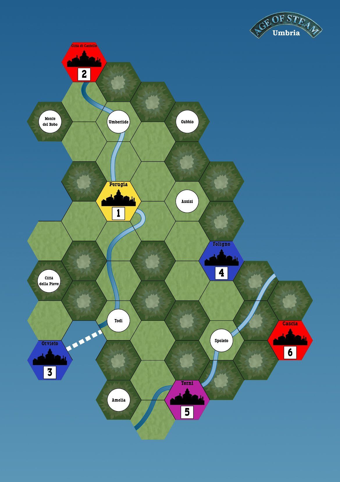 Umbria (fan expansion for Age of Steam) box art