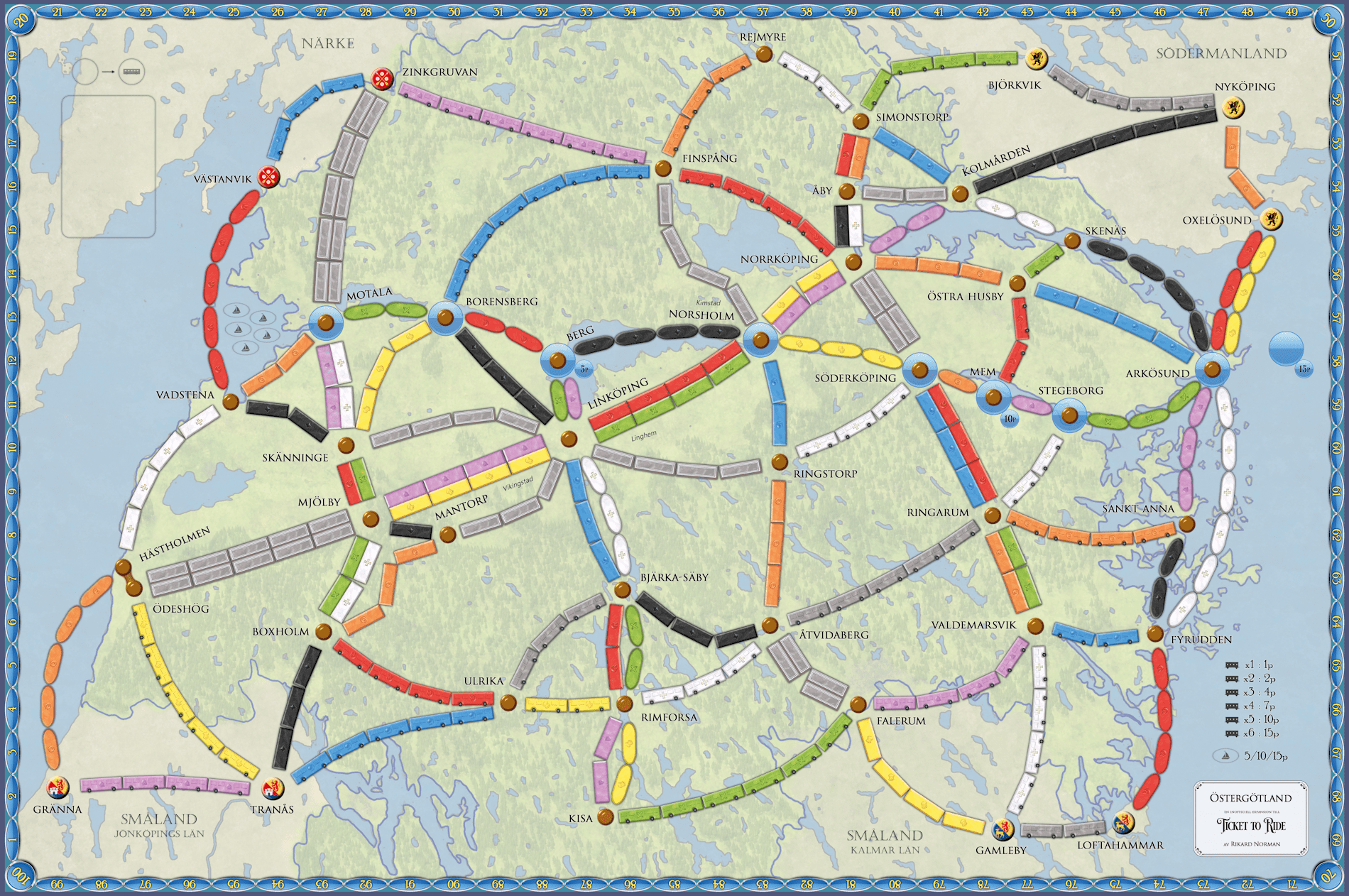 Östergötland (fan expansion for Ticket to Ride) box art