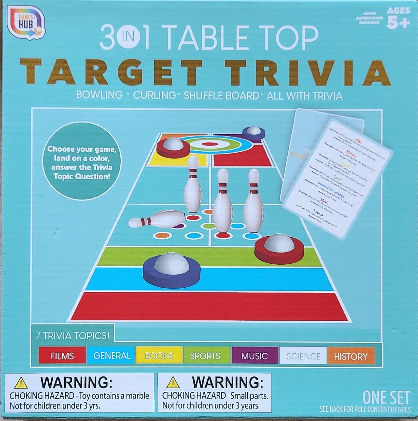 3 in 1 Table Top Target Trivia doboz